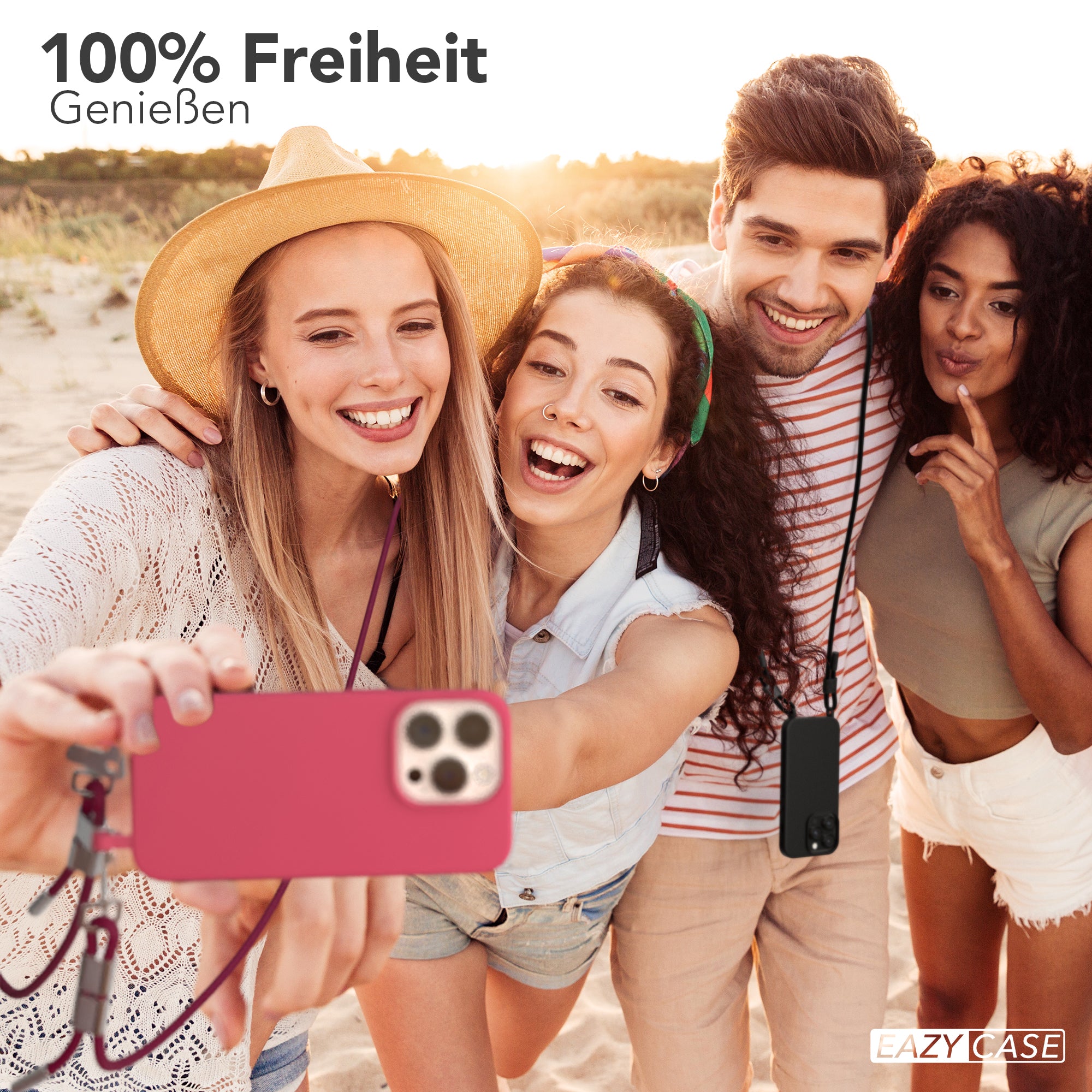 iPhone 15 Pro 2in1 Hülle + Kordel mit Karabinern