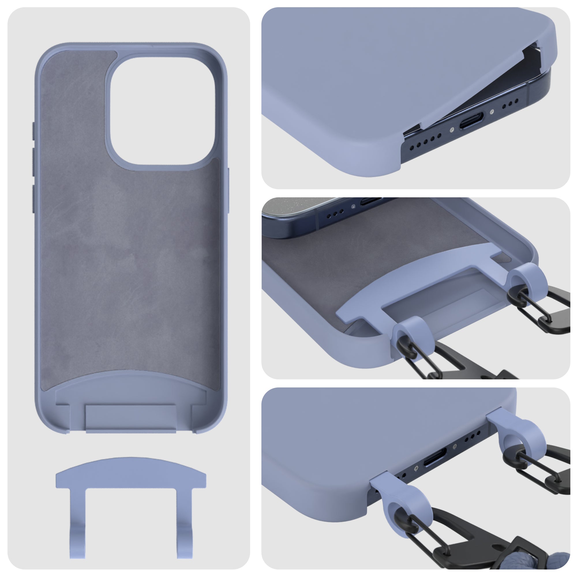 iPhone 15 Pro 2in1 Hülle + Kordel mit Karabinern