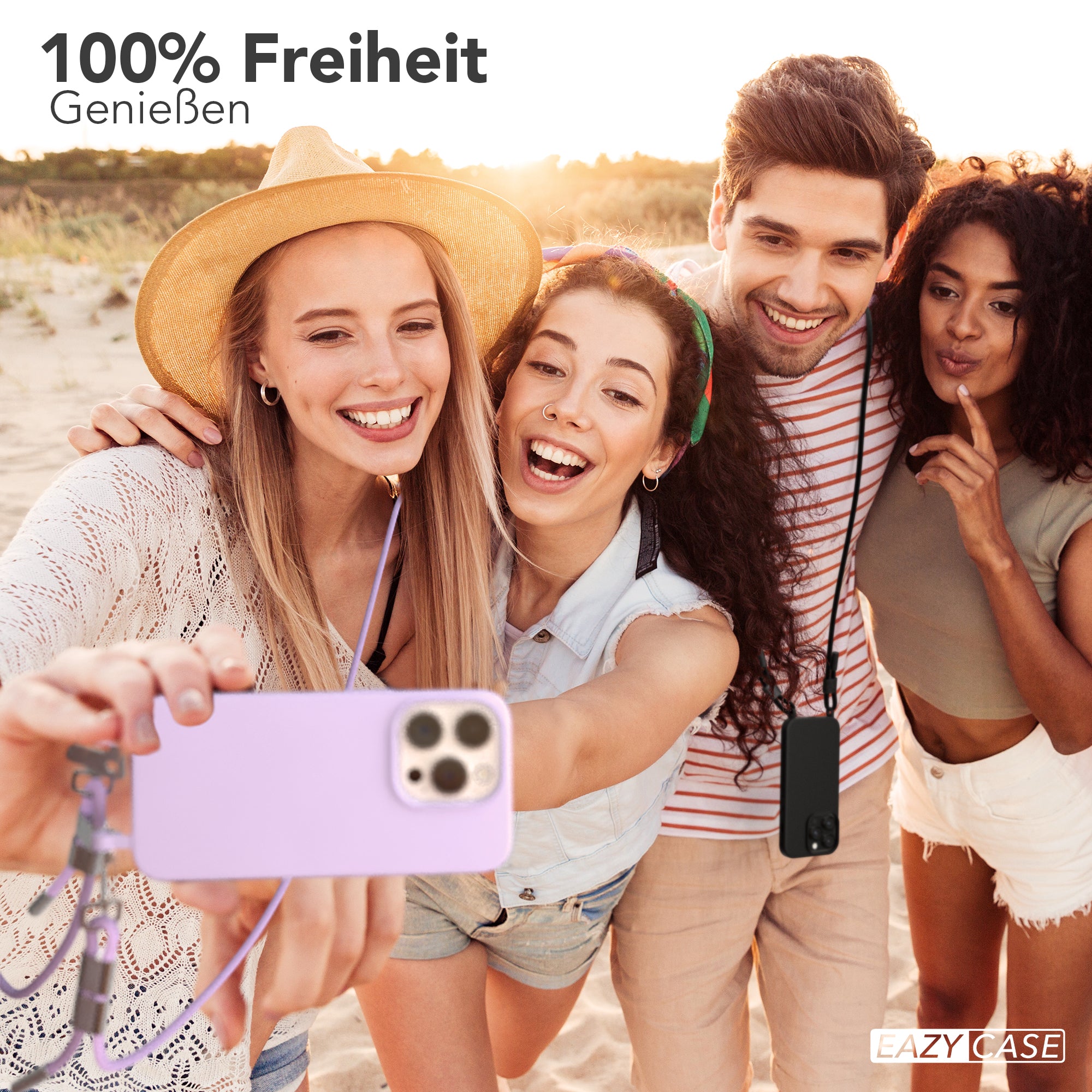 iPhone 15 Pro 2in1 Hülle + Kordel mit Karabinern