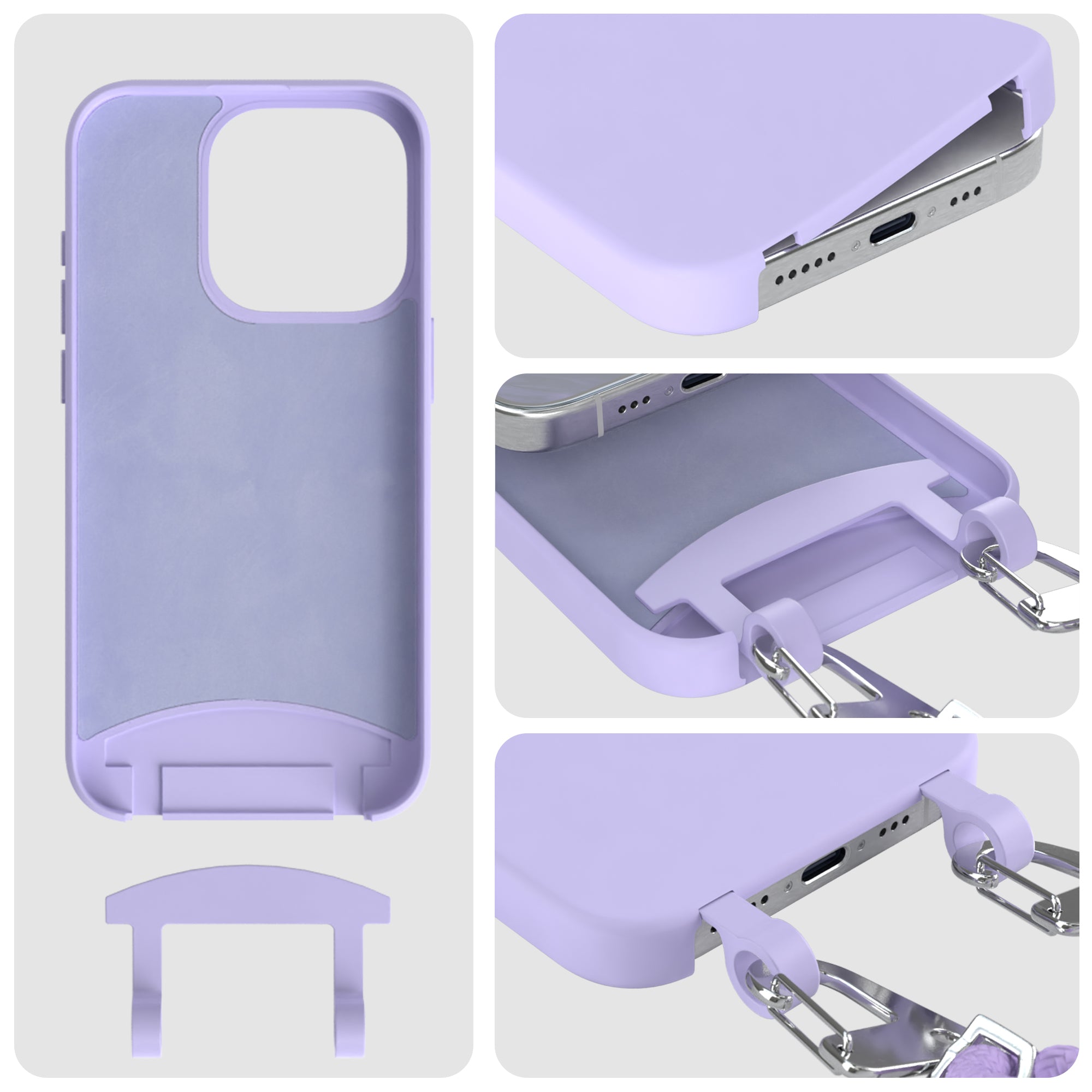 iPhone 15 Pro 2in1 Hülle + Kordel mit Karabinern