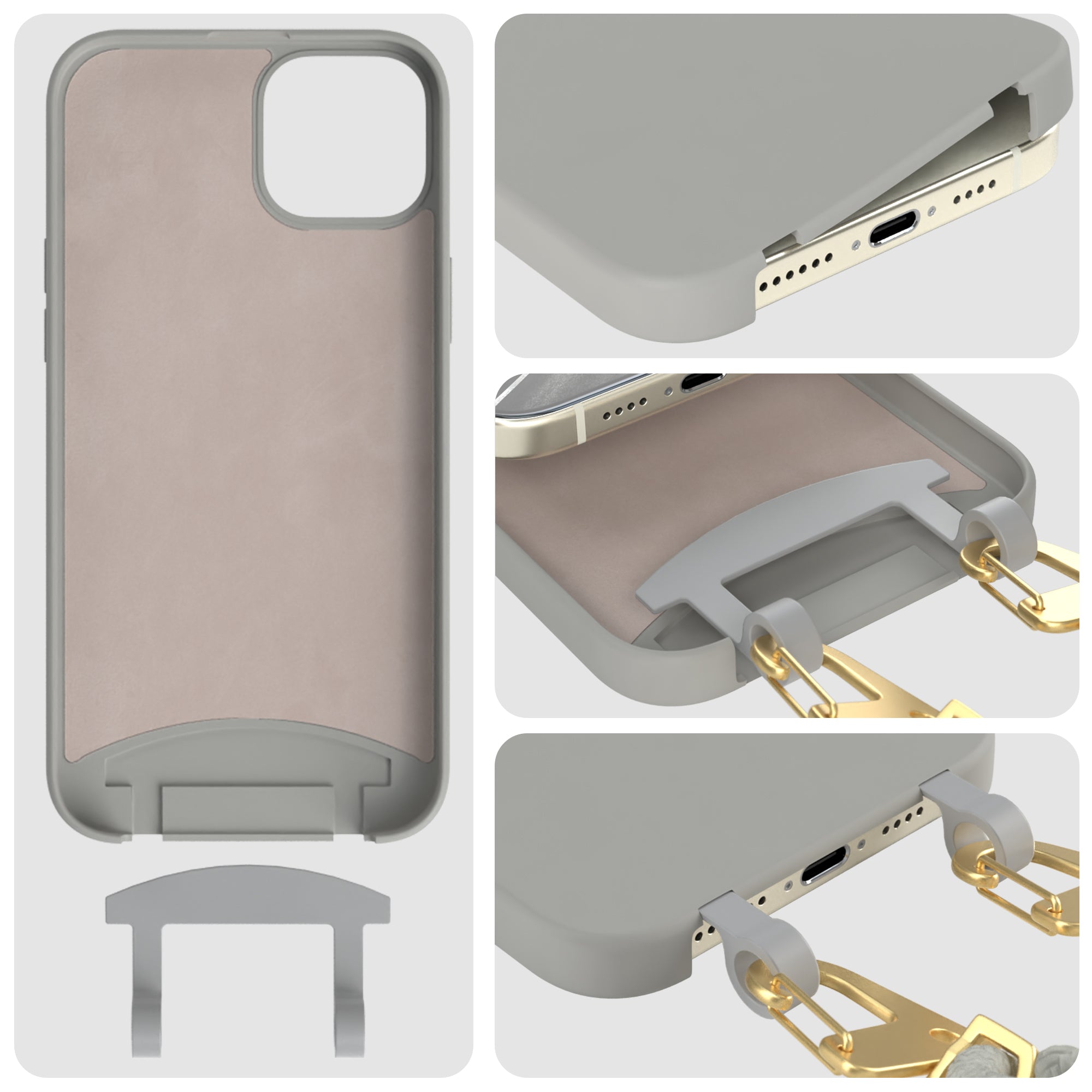 iPhone 15 Plus 2in1 Hülle + Kordel mit Karabinern