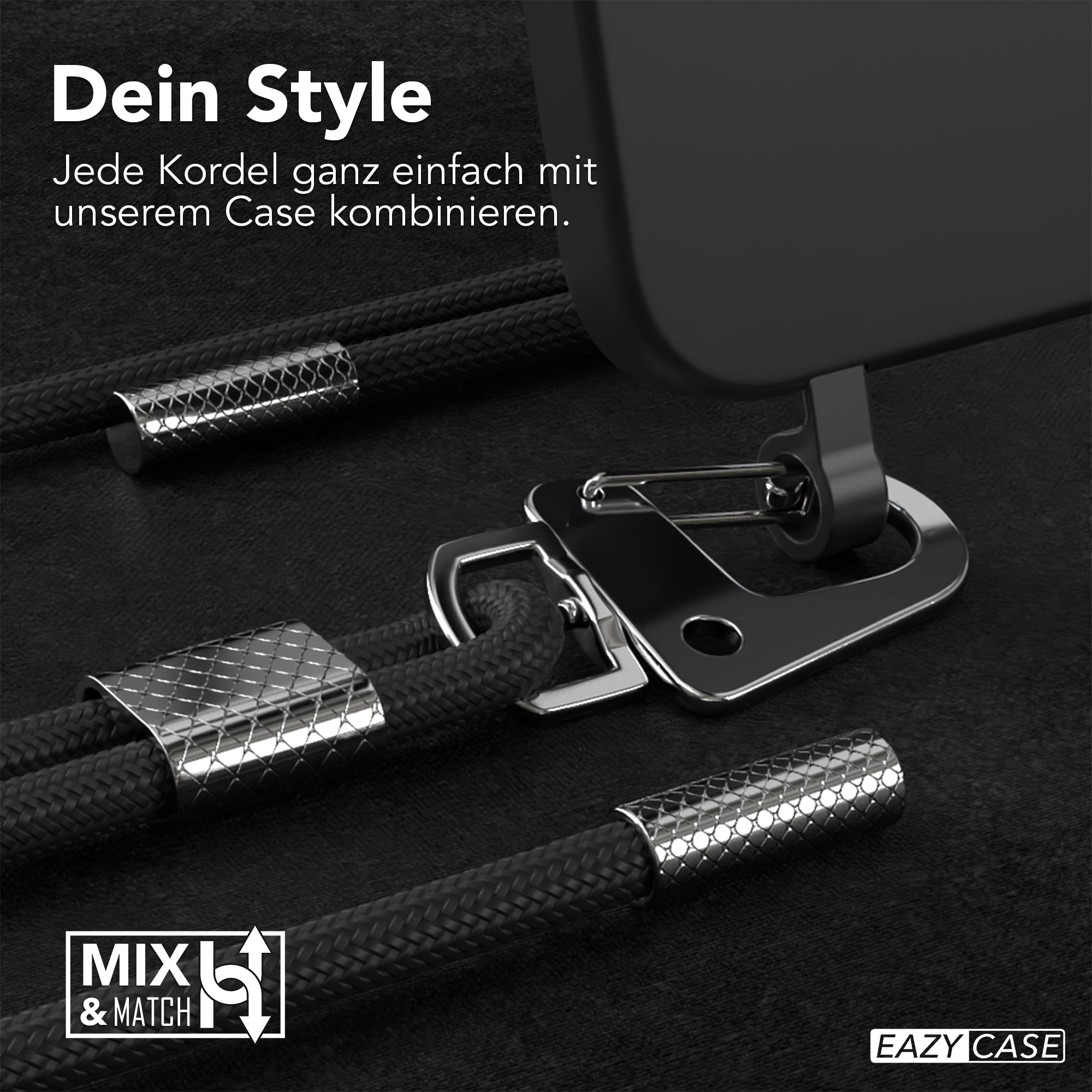 iPhone 15 Plus 2in1 Hülle + Kordel mit Karabinern