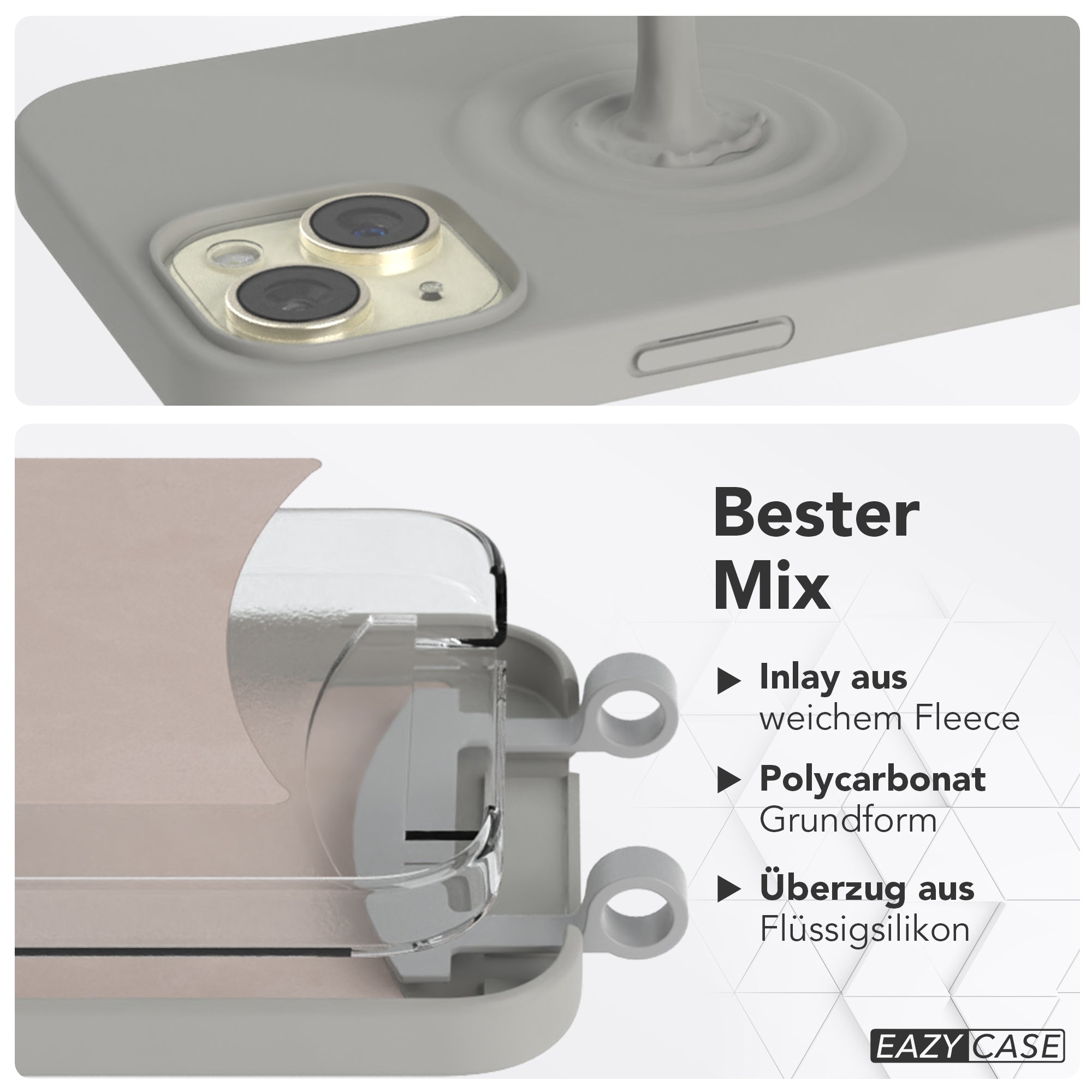 iPhone 15 Plus 2in1 Hülle + Kordel mit Karabinern