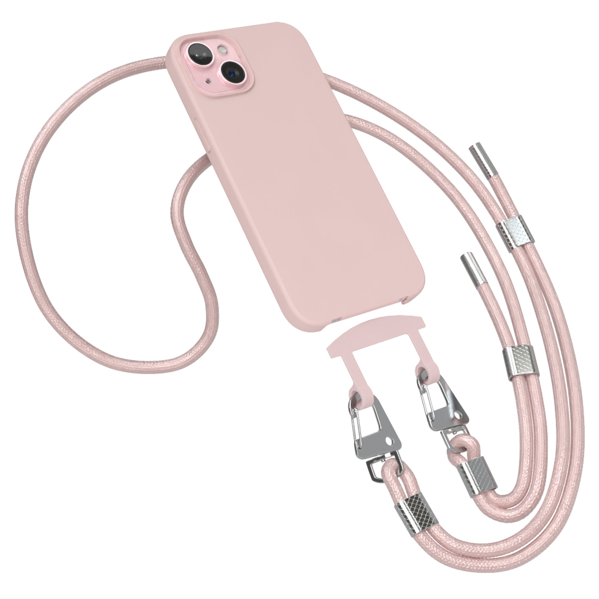 iPhone 15 Plus 2in1 Hülle + Kordel mit Karabinern