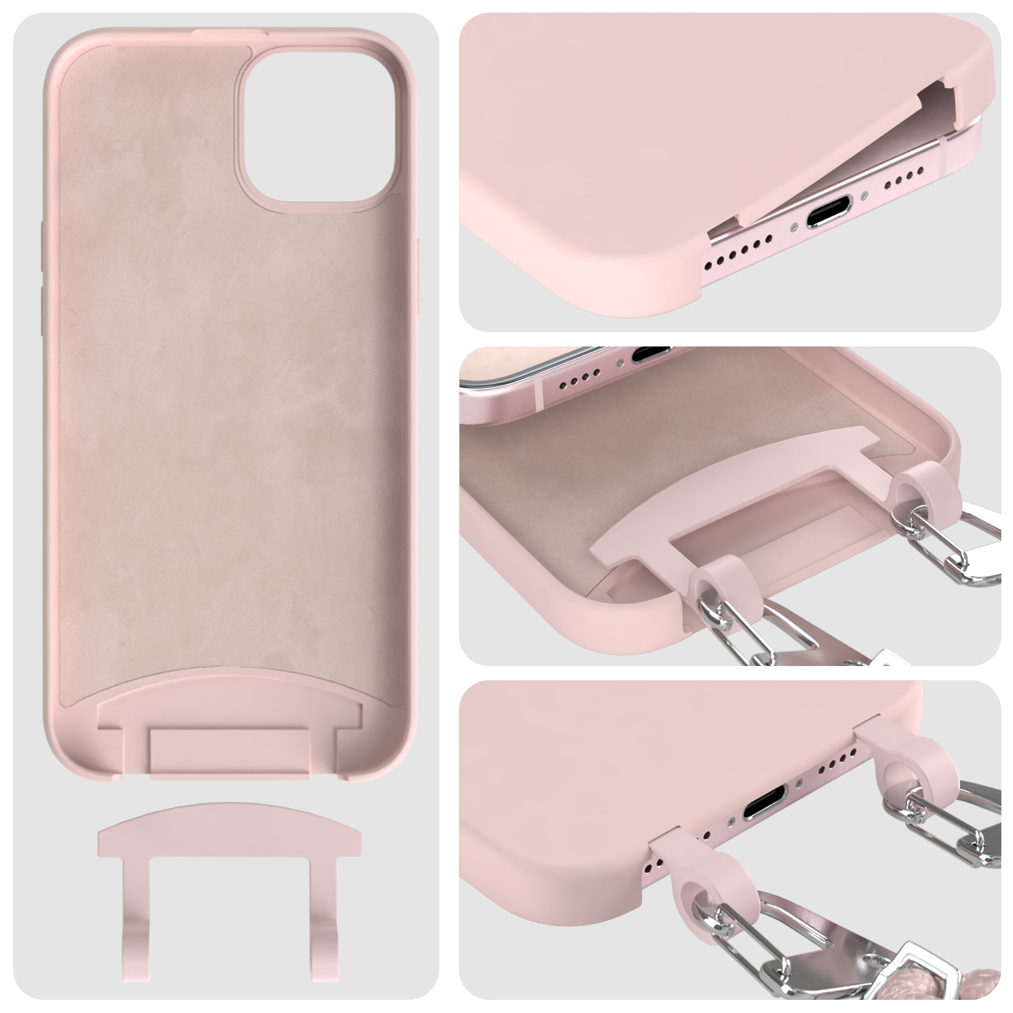 iPhone 15 Plus 2in1 Hülle + Kordel mit Karabinern