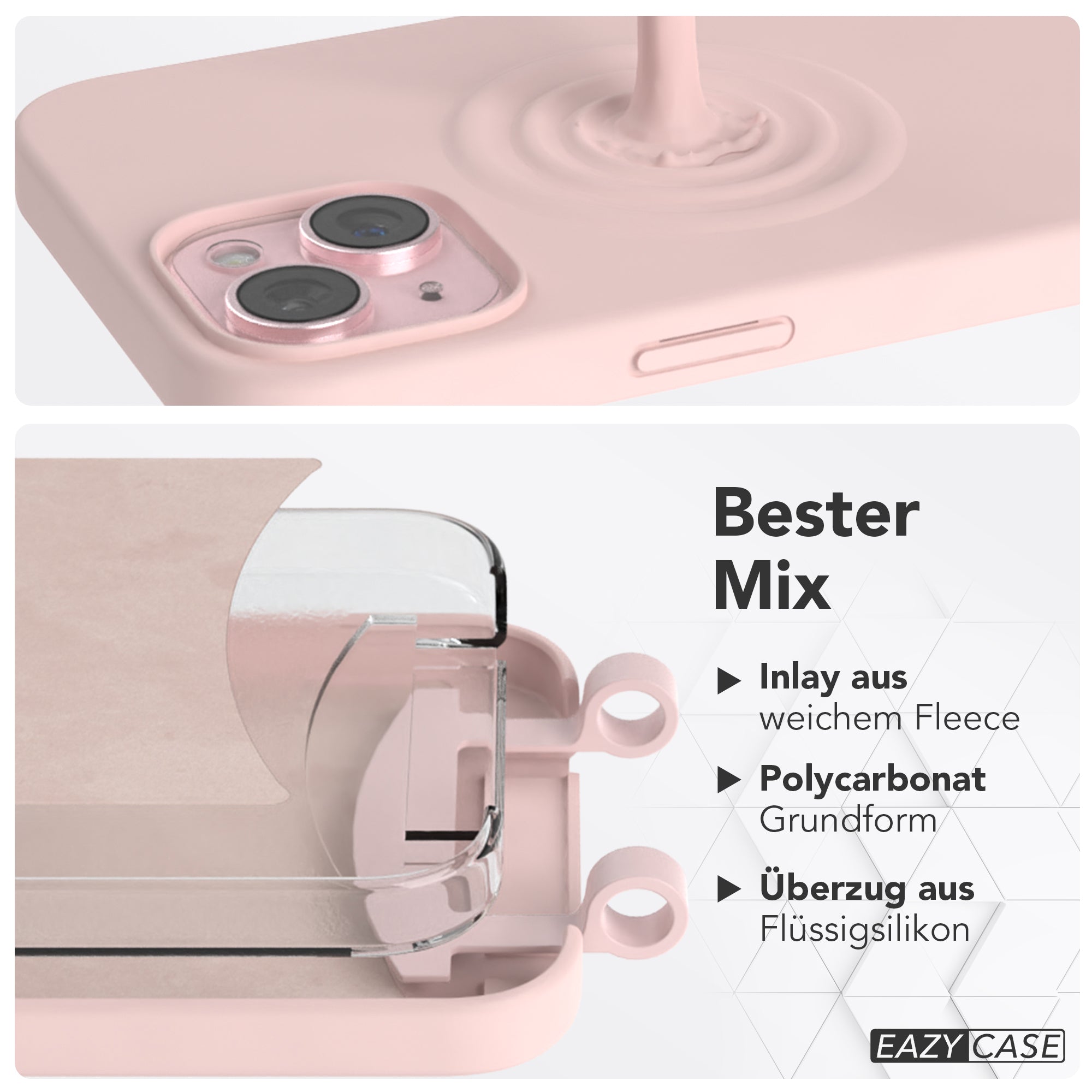 iPhone 15 Plus 2in1 Hülle + Kordel mit Karabinern