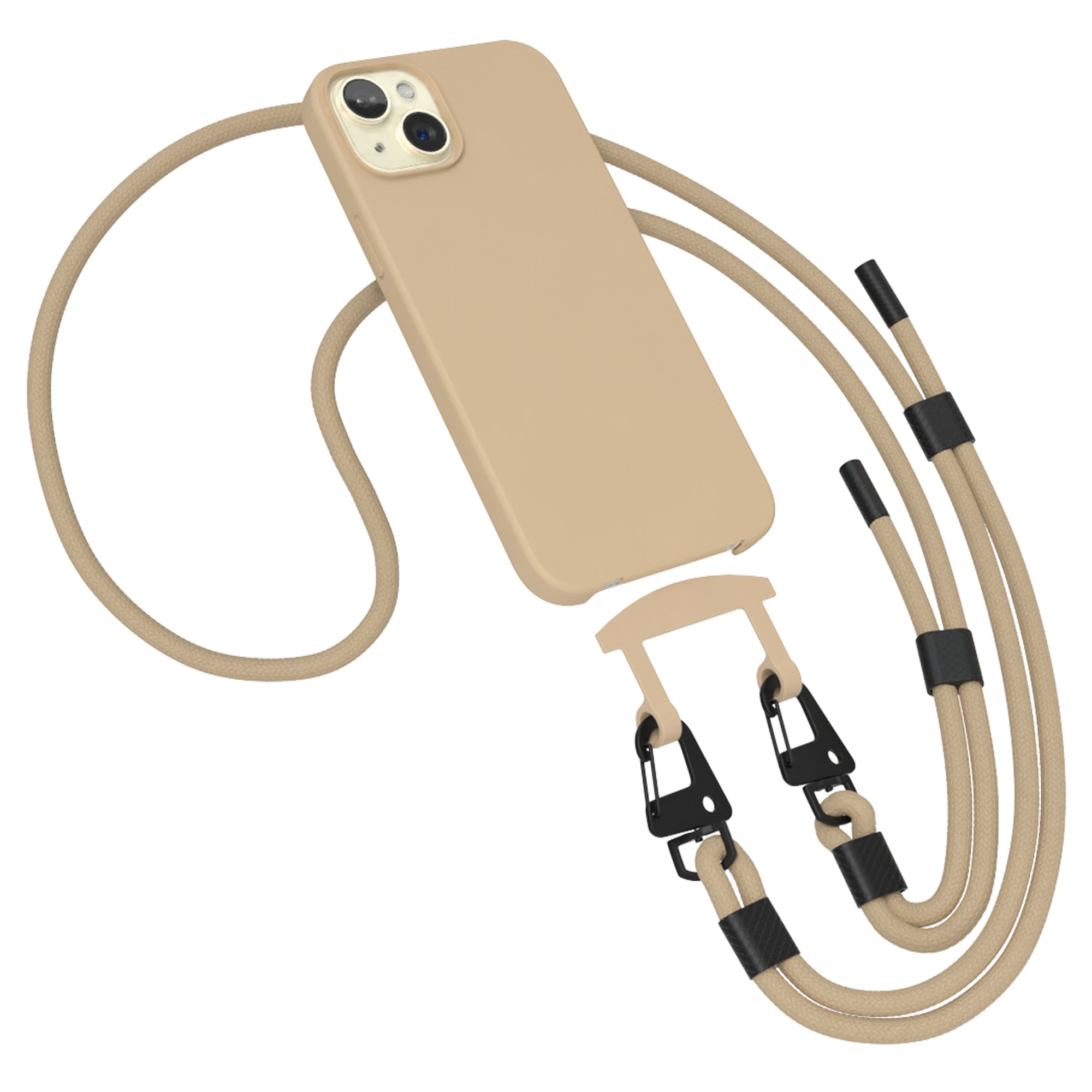 iPhone 15 Plus 2in1 Hülle + Kordel mit Karabinern