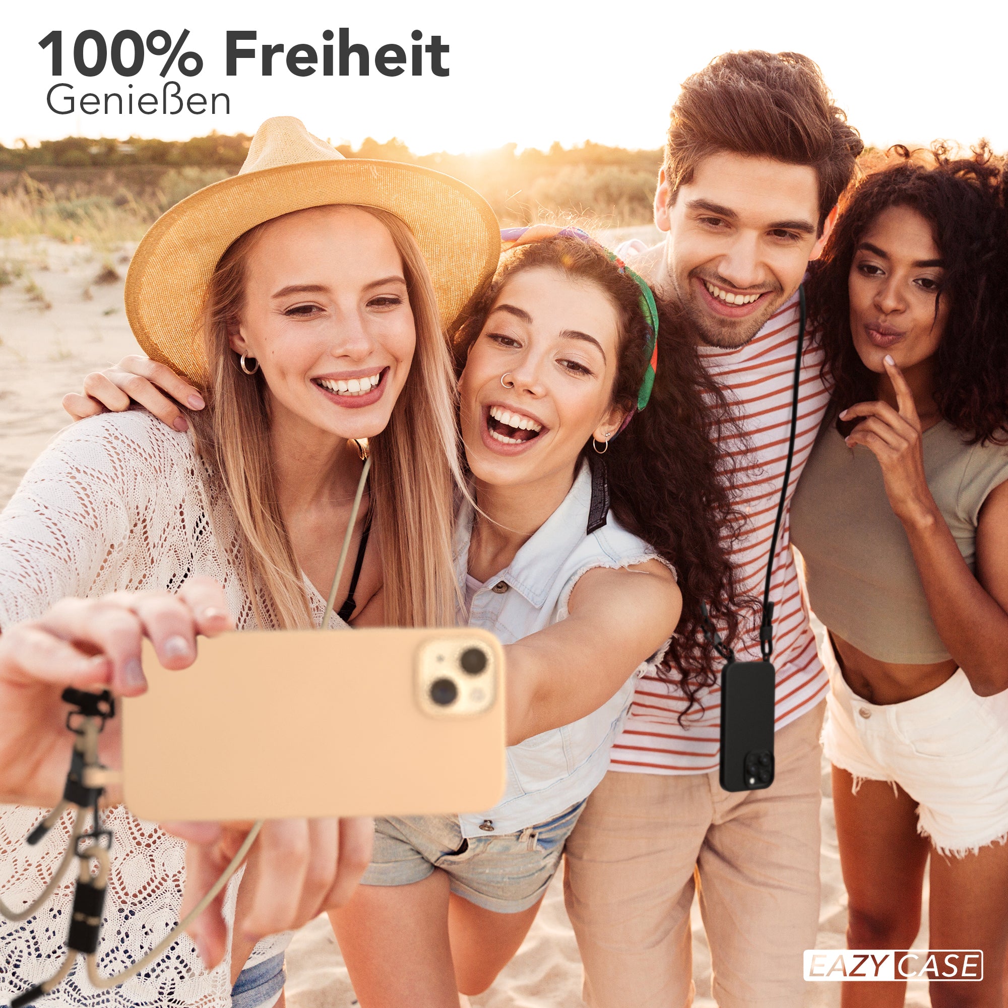 iPhone 15 Plus 2in1 Hülle + Kordel mit Karabinern