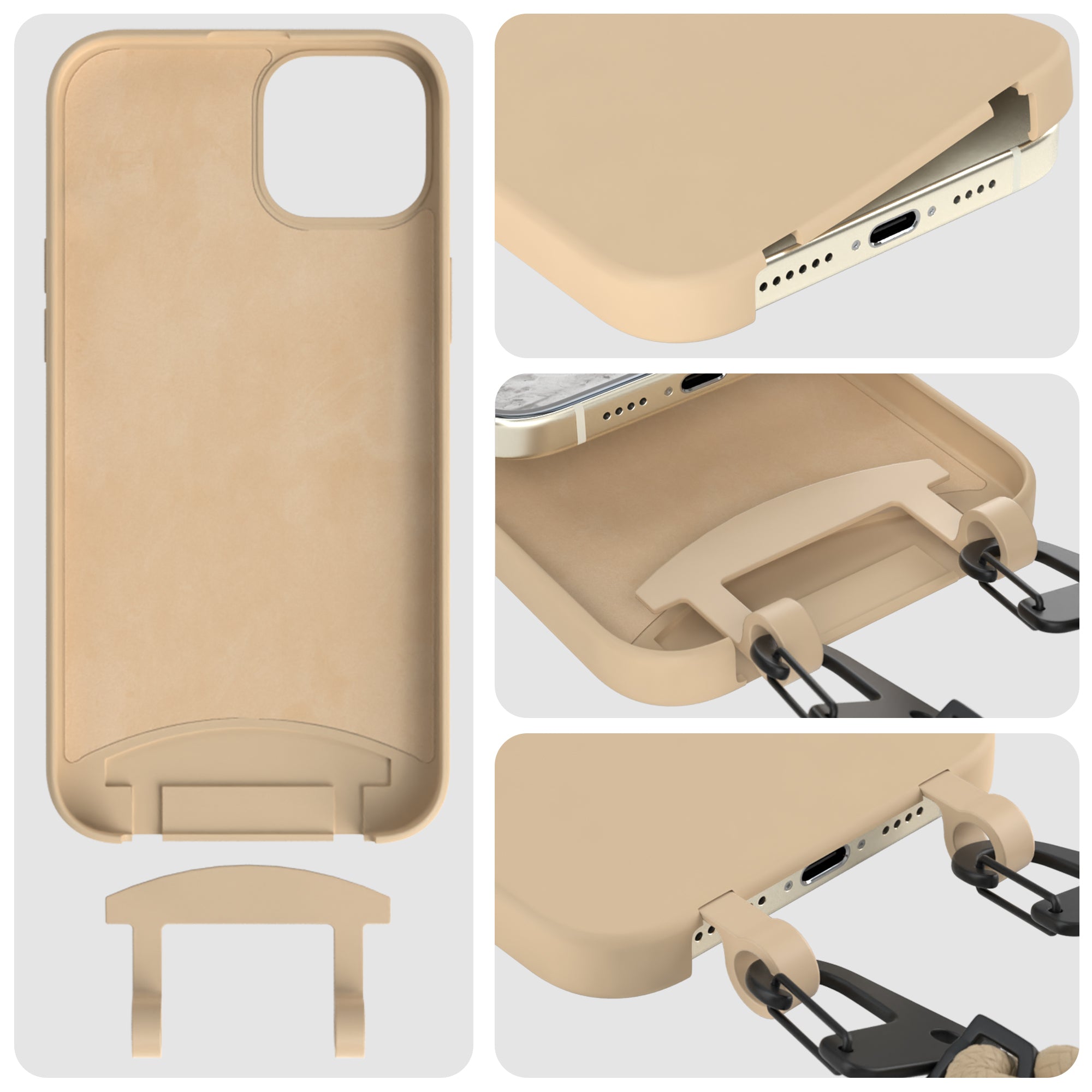 iPhone 15 Plus 2in1 Hülle + Kordel mit Karabinern