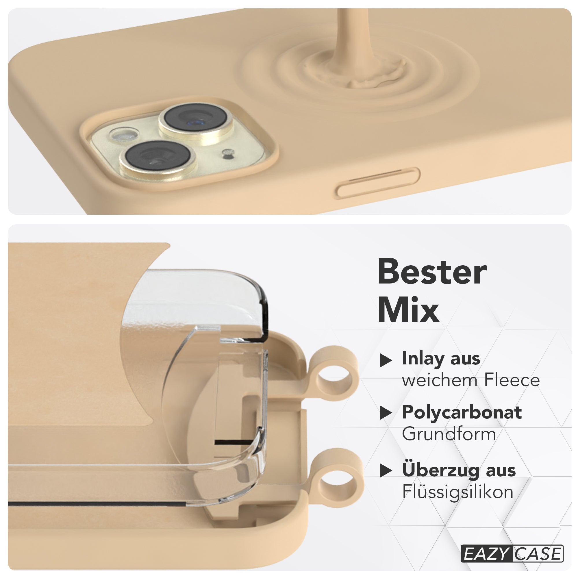 iPhone 15 Plus 2in1 Hülle + Kordel mit Karabinern