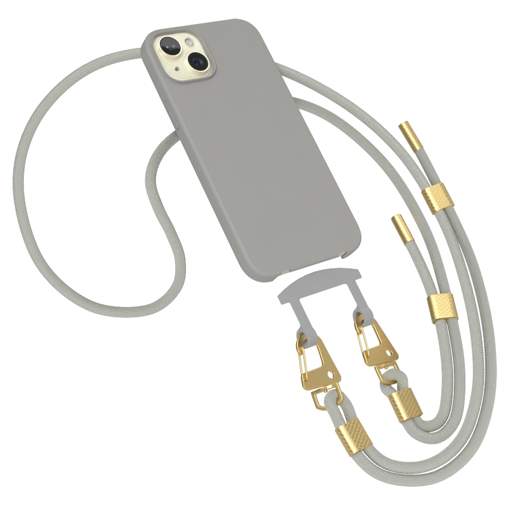 iPhone 15 Plus 2in1 Hülle + Kordel mit Karabinern