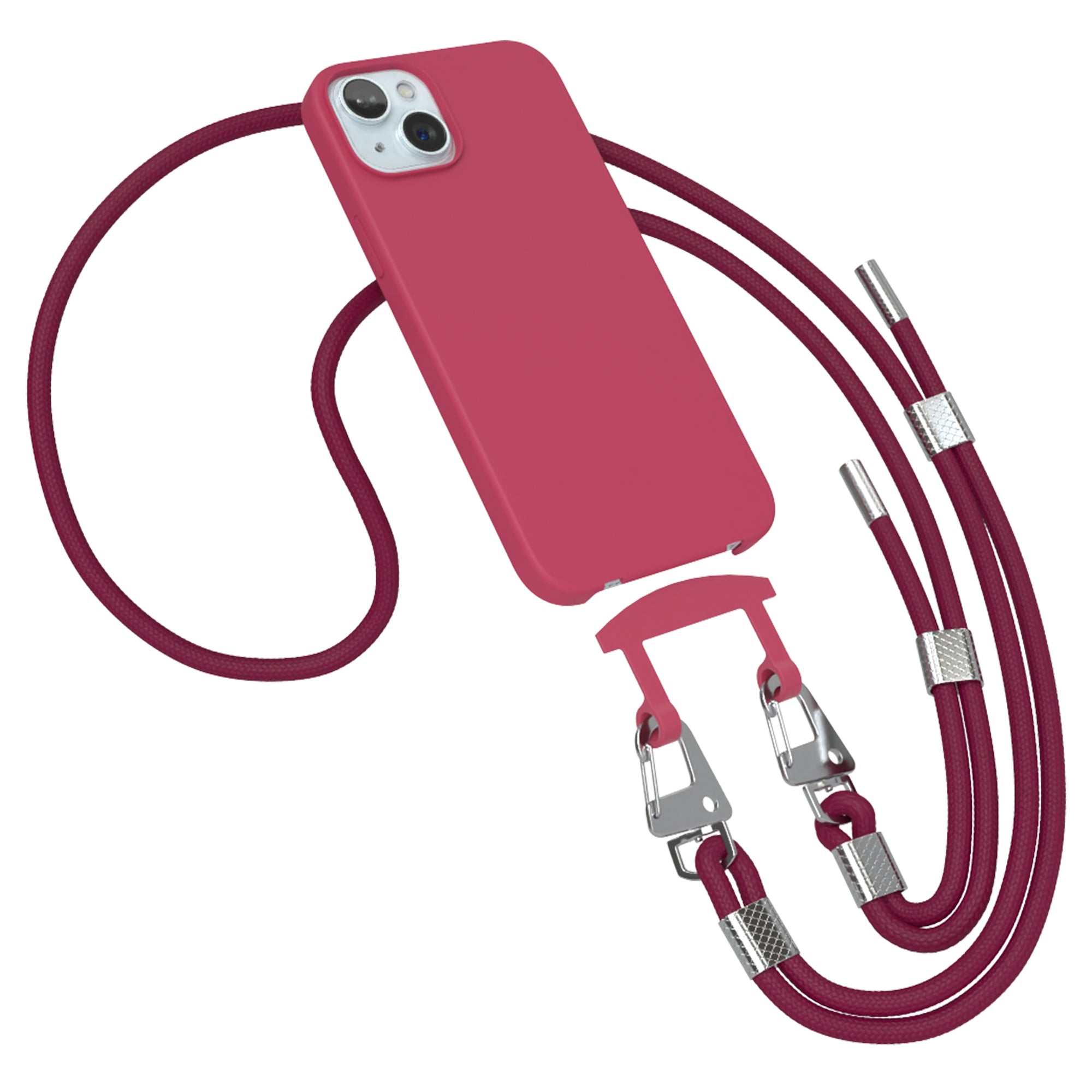 iPhone 15 Plus 2in1 Hülle + Kordel mit Karabinern