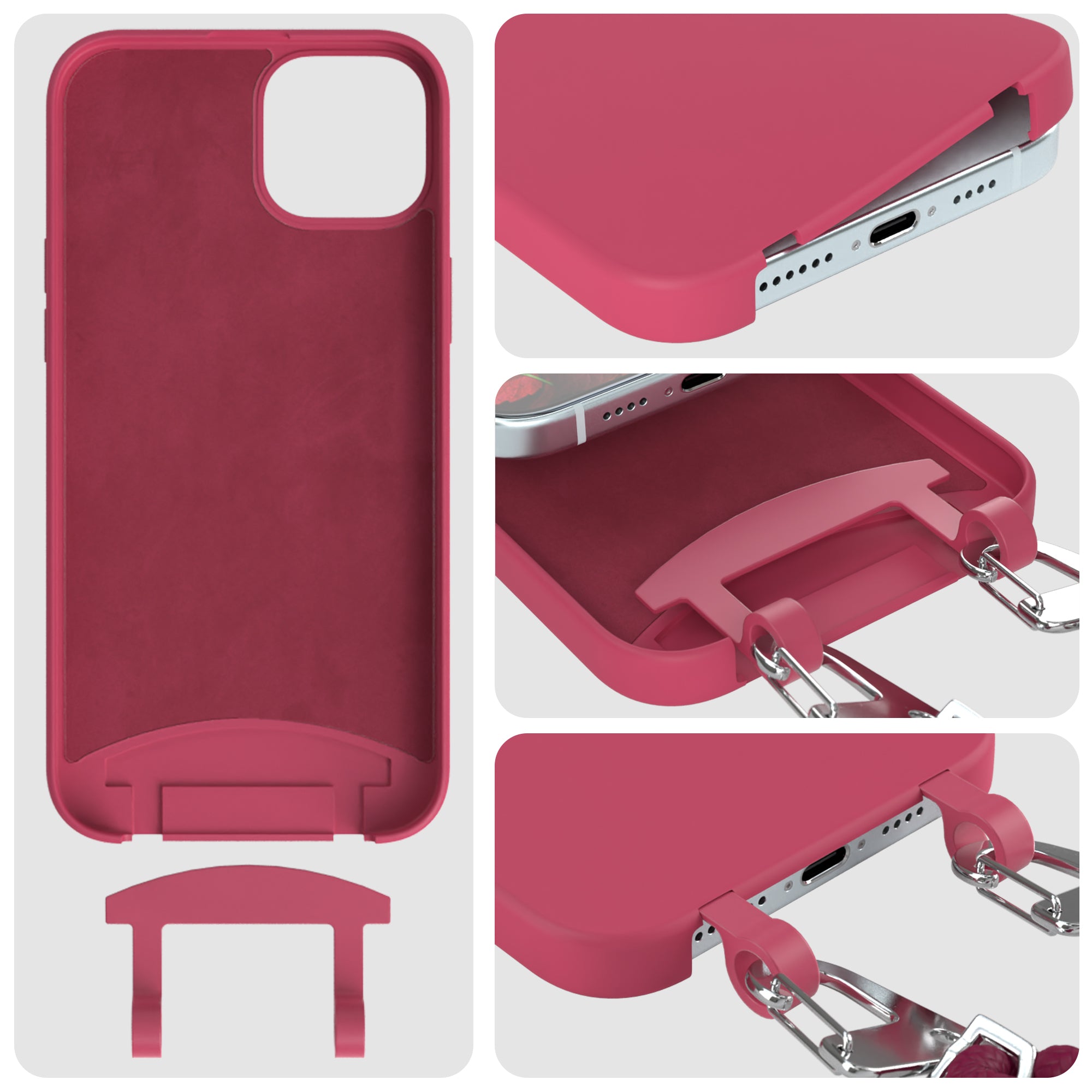 iPhone 15 Plus 2in1 Hülle + Kordel mit Karabinern