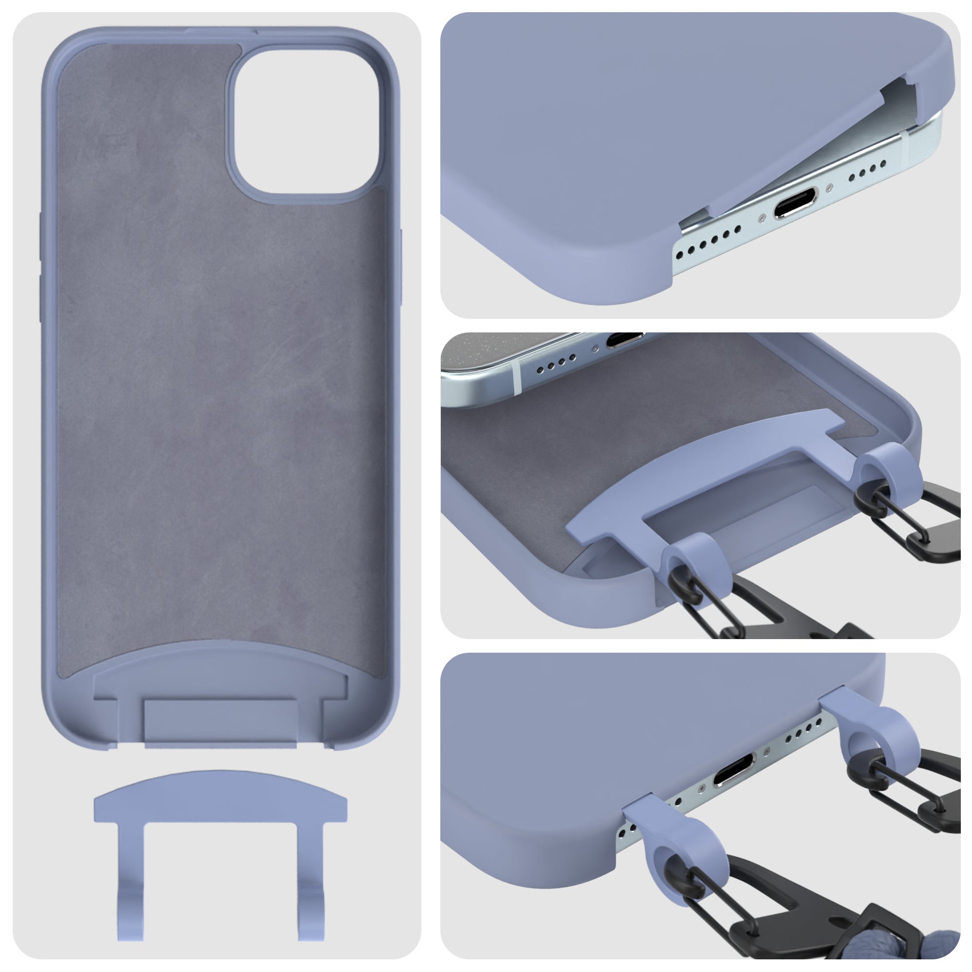 iPhone 15 Plus 2in1 Hülle + Kordel mit Karabinern
