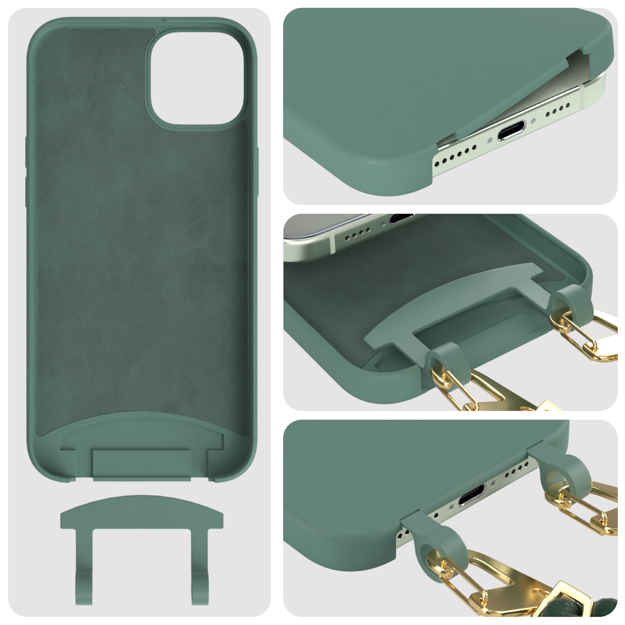 iPhone 15 Plus 2in1 Hülle + Kordel mit Karabinern