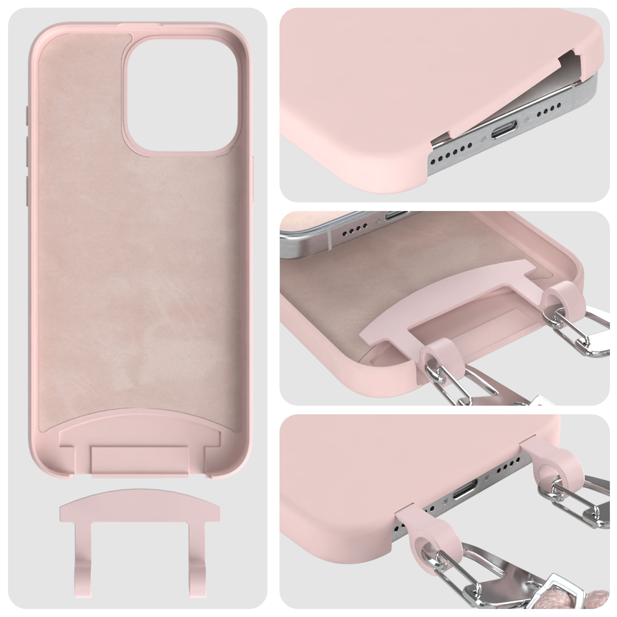 iPhone 15 Pro Max 2in1 Hülle + Kordel mit Karabinern