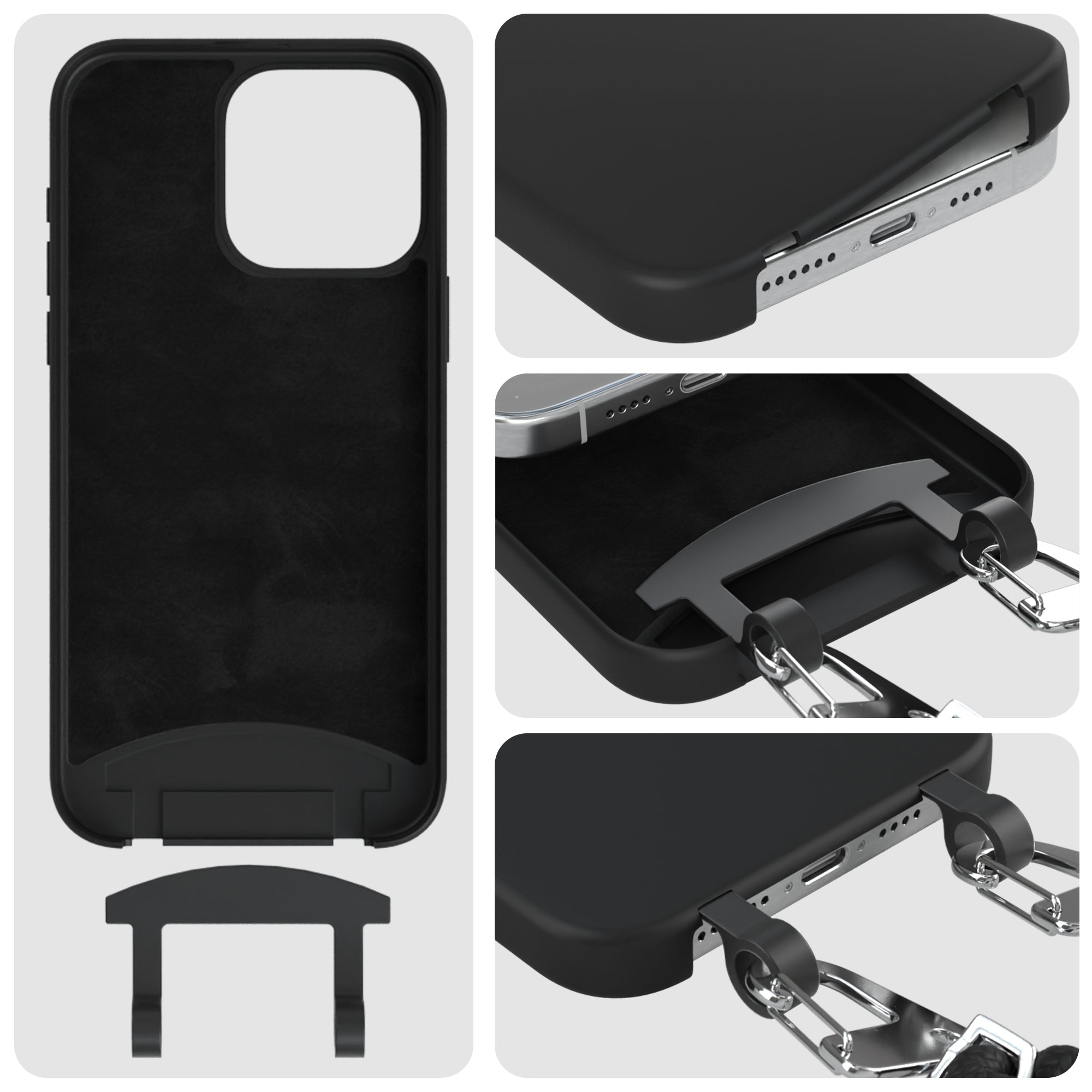 iPhone 15 Pro Max 2in1 Hülle + Kordel mit Karabinern
