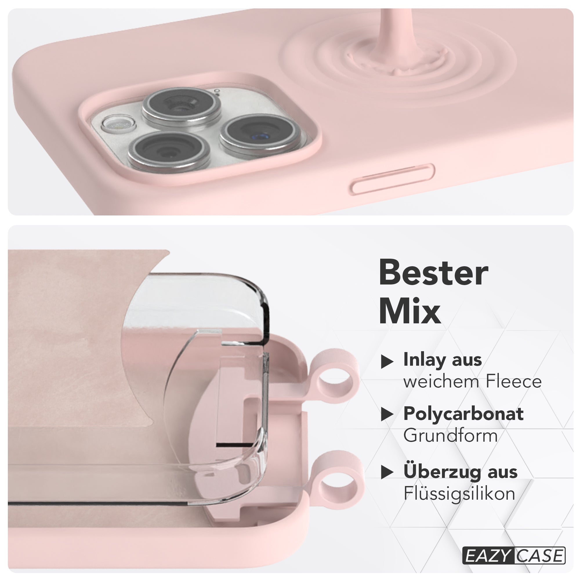 iPhone 15 Pro Max 2in1 Hülle + Kordel mit Karabinern