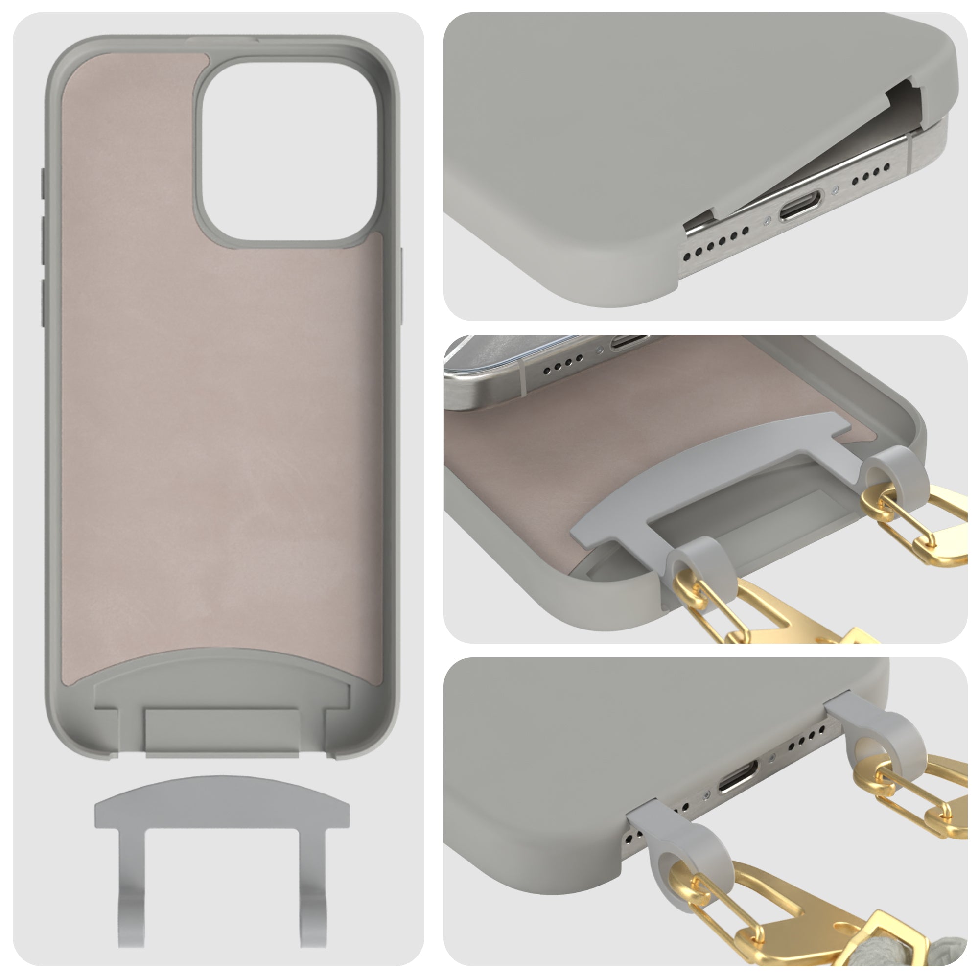 iPhone 15 Pro Max 2in1 Hülle + Kordel mit Karabinern
