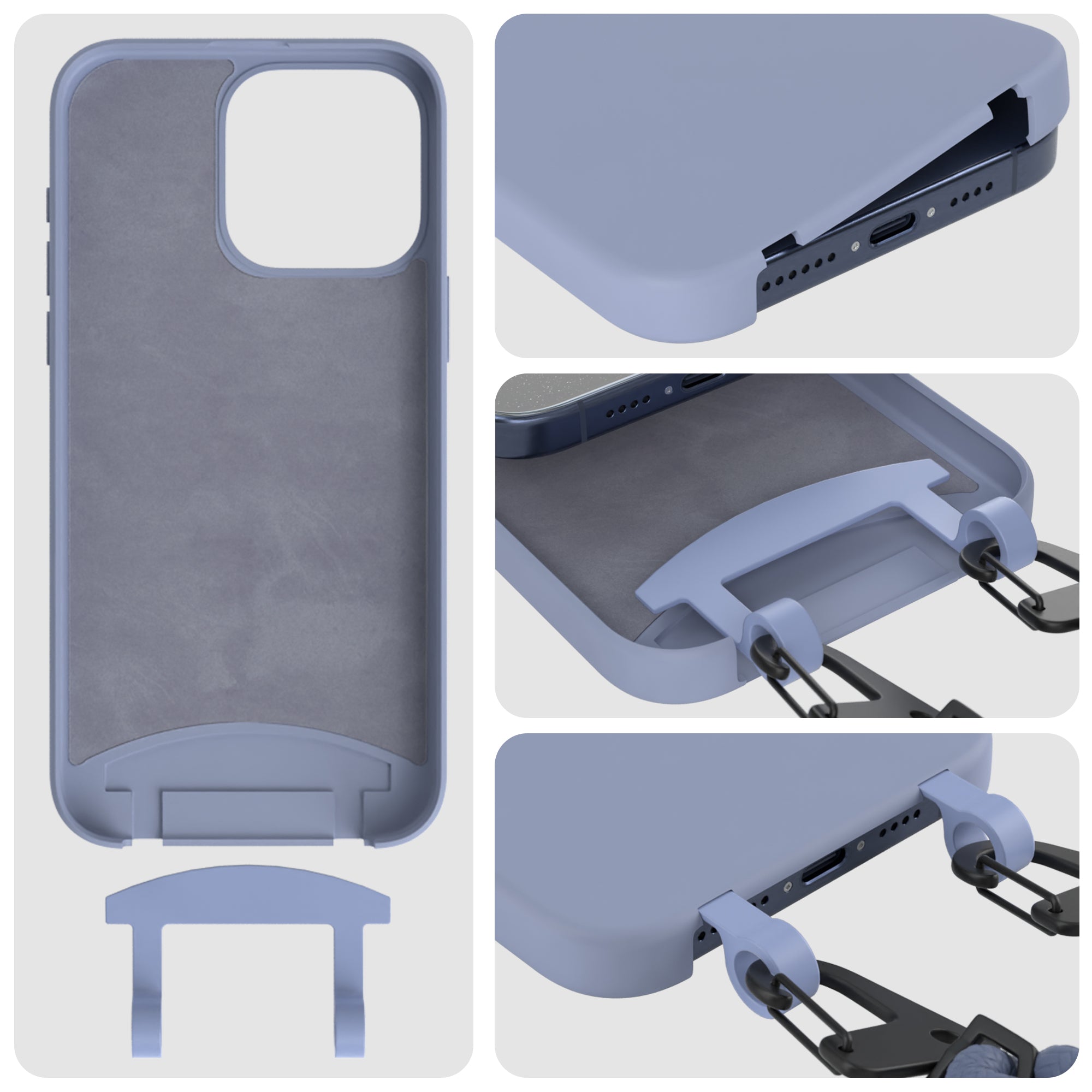 iPhone 15 Pro Max 2in1 Hülle + Kordel mit Karabinern