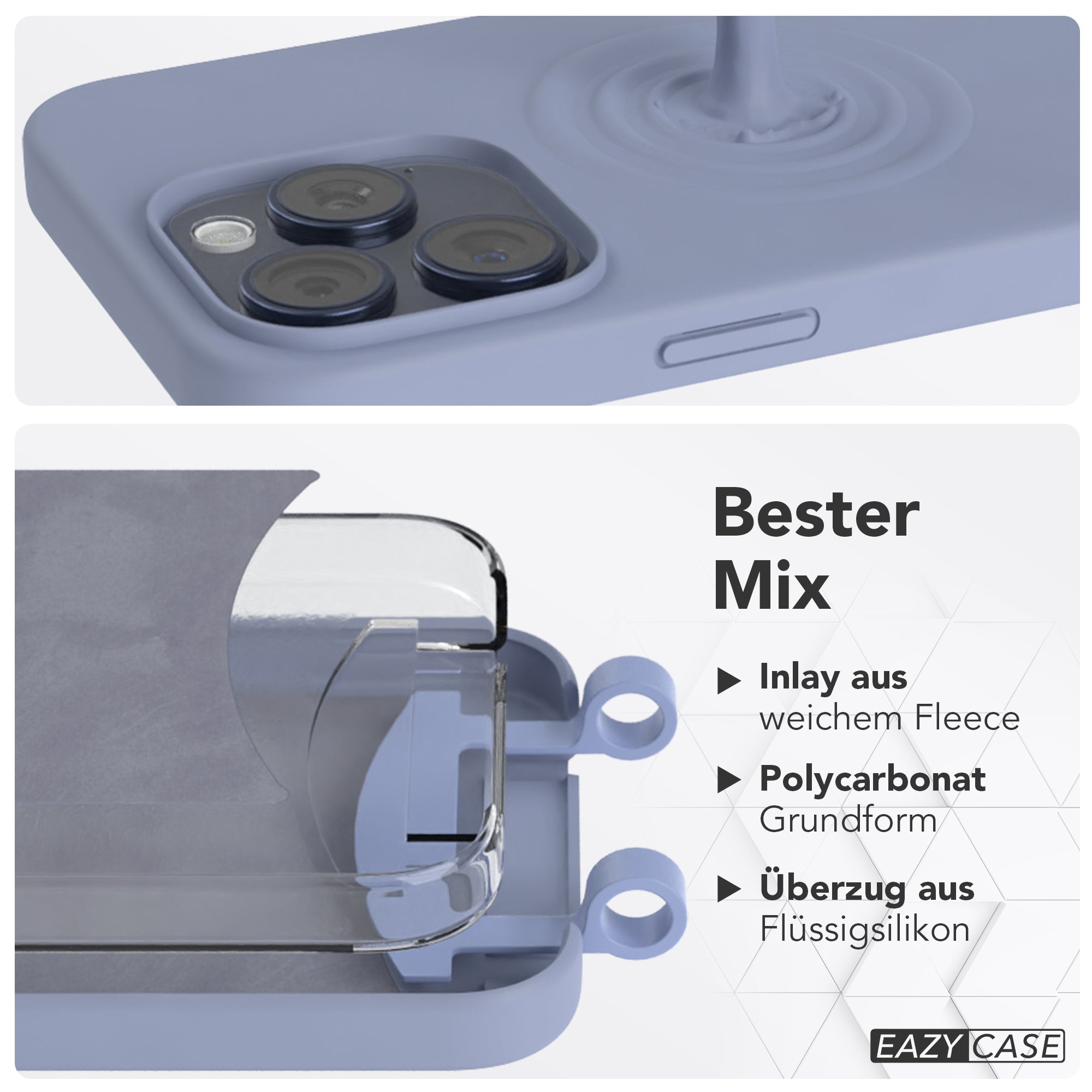 iPhone 15 Pro Max 2in1 Hülle + Kordel mit Karabinern
