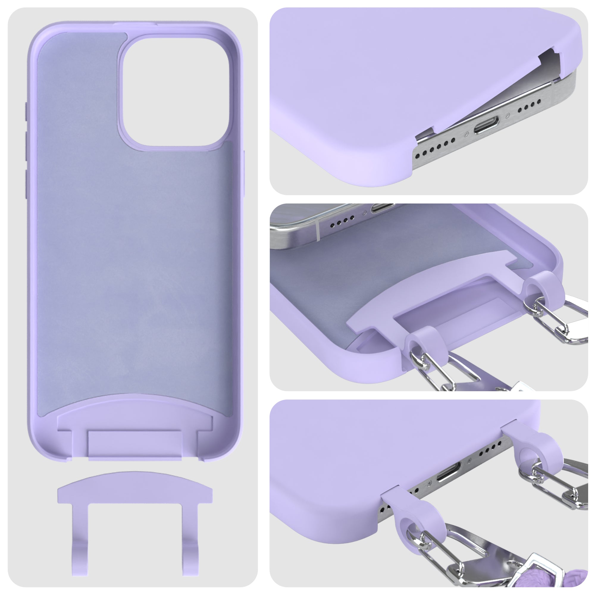 iPhone 15 Pro Max 2in1 Hülle + Kordel mit Karabinern