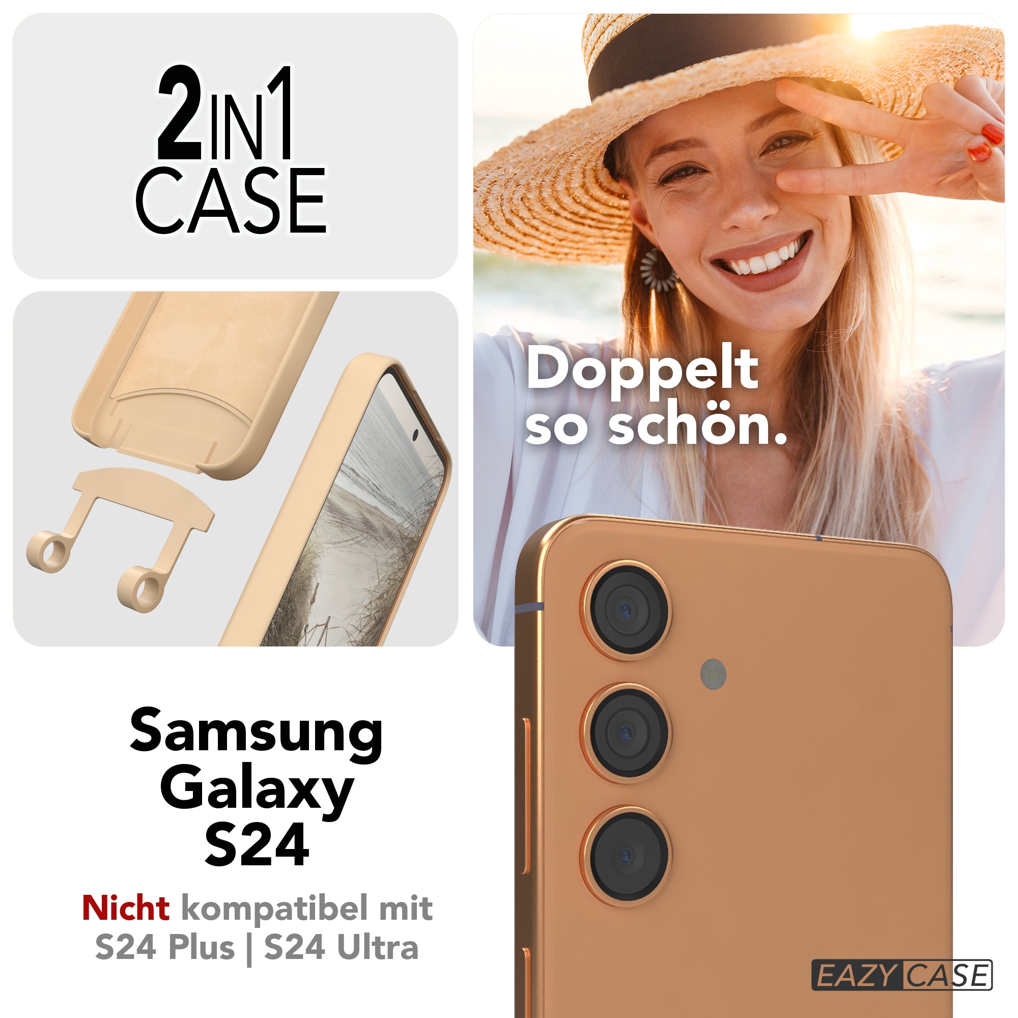 Galaxy S24 2in1 Hülle + Kordel mit Karabinern