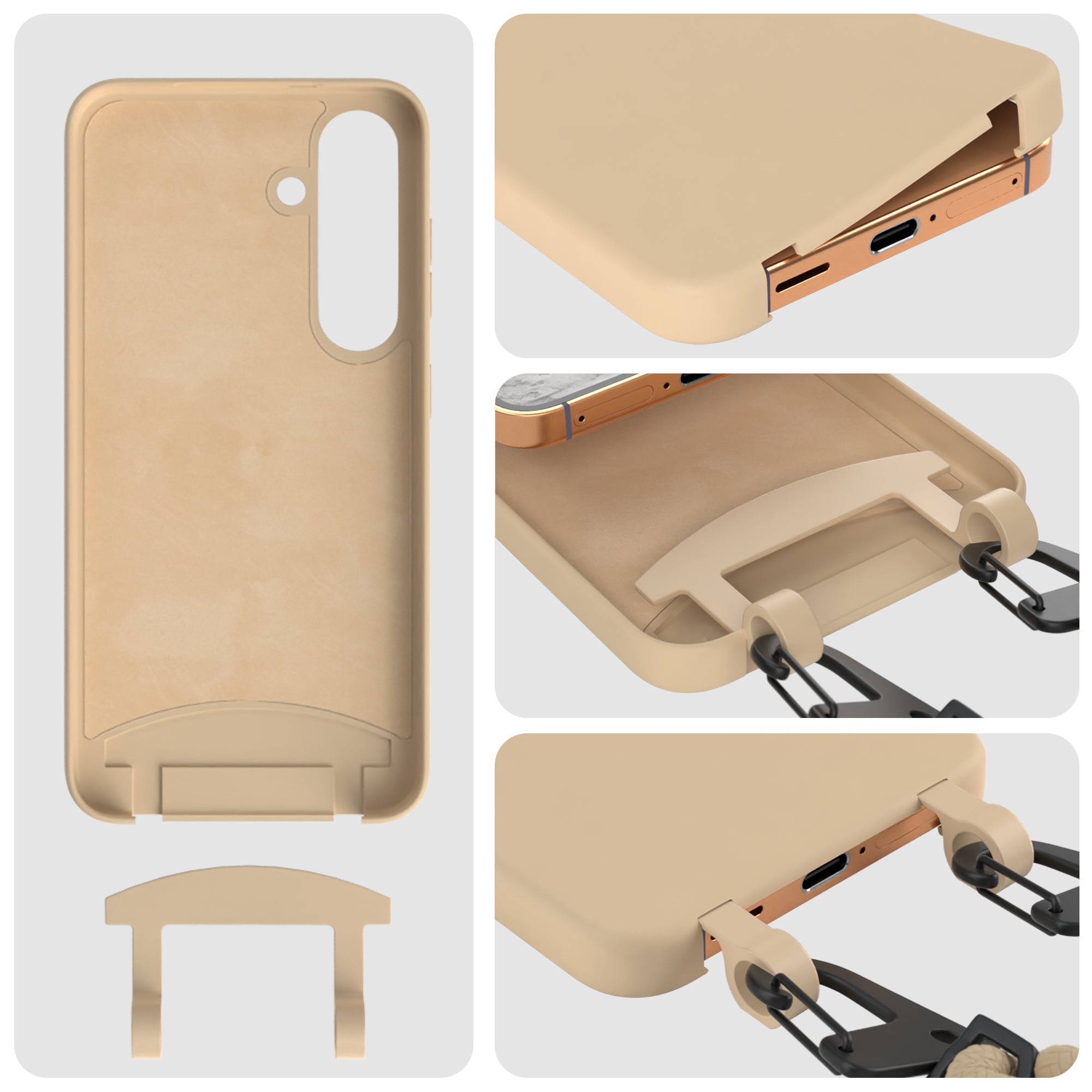 Galaxy S24 2in1 Hülle + Kordel mit Karabinern