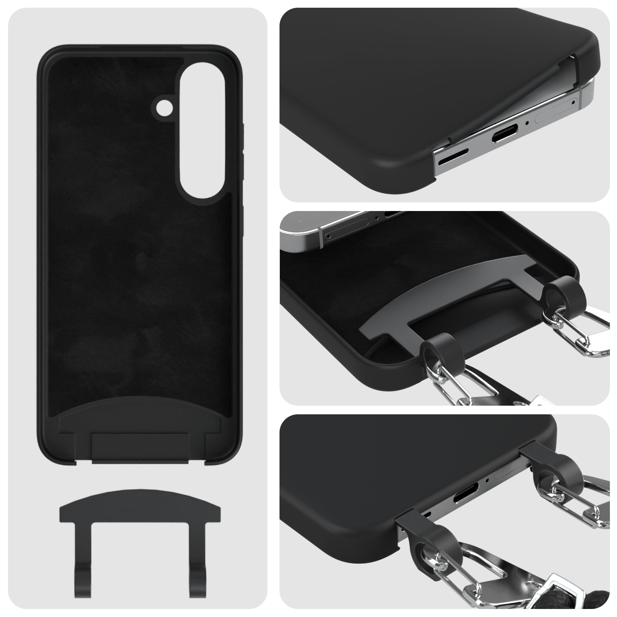 Galaxy S24 2in1 Hülle + Kordel mit Karabinern