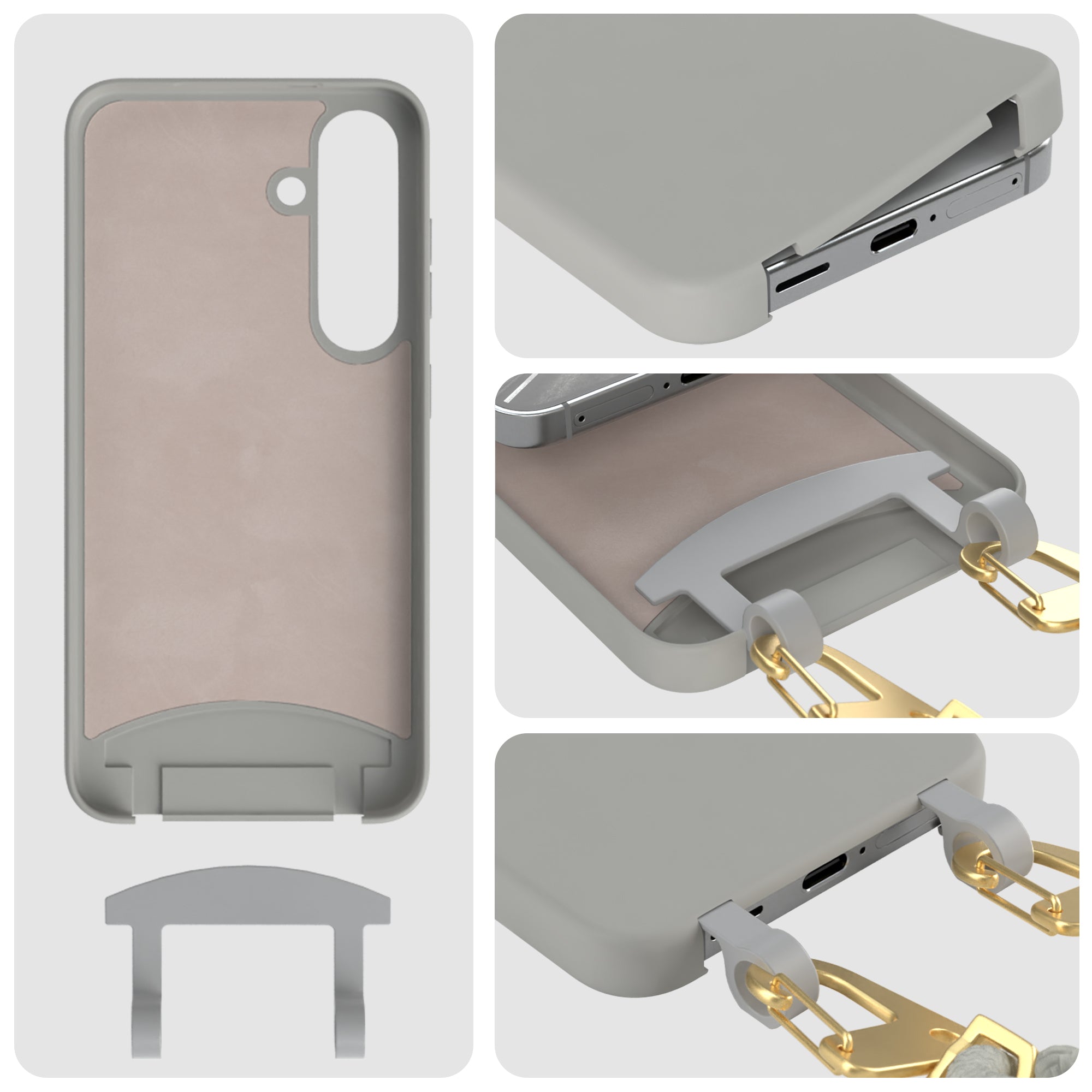 Galaxy S24 2in1 Hülle + Kordel mit Karabinern