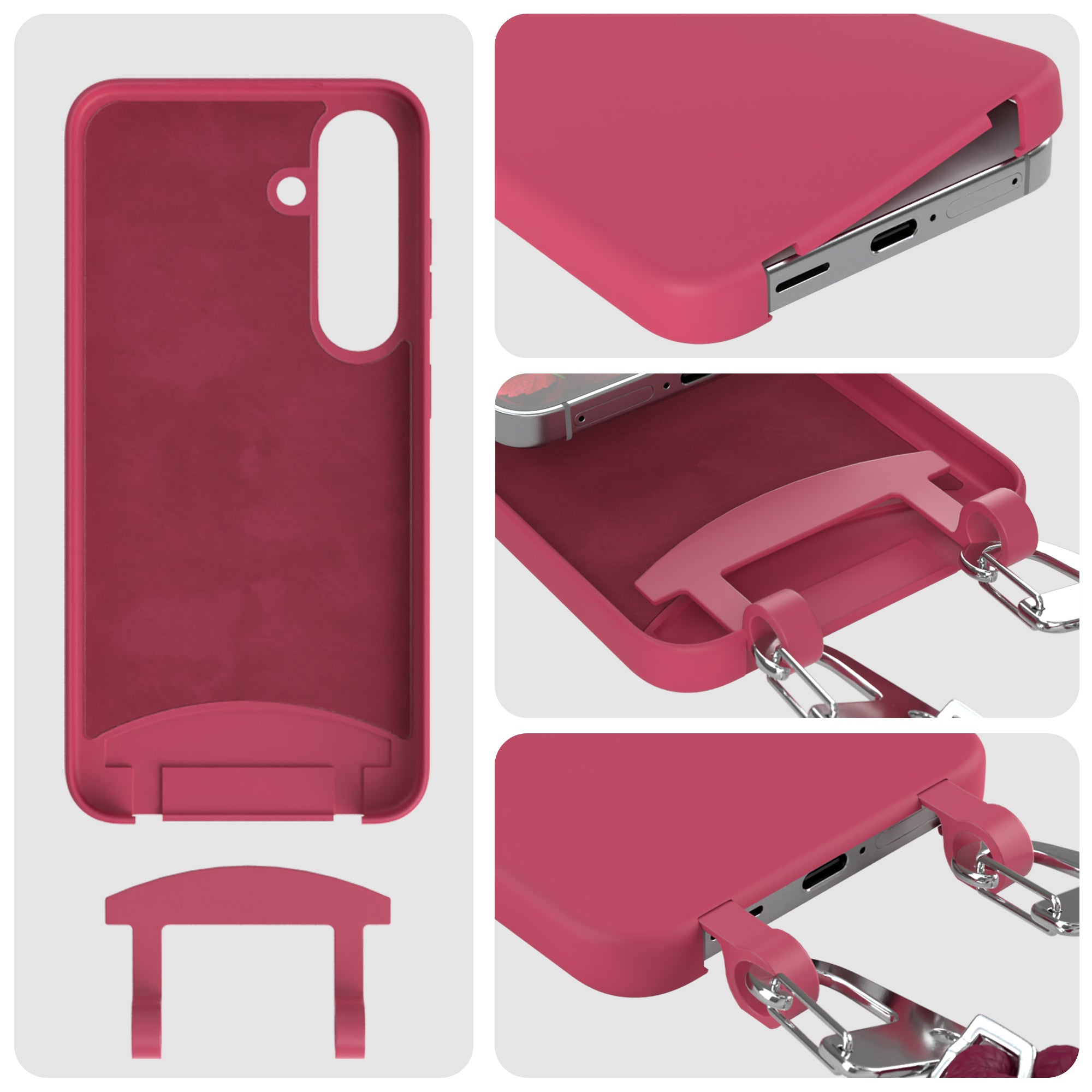 Galaxy S24 2in1 Hülle + Kordel mit Karabinern