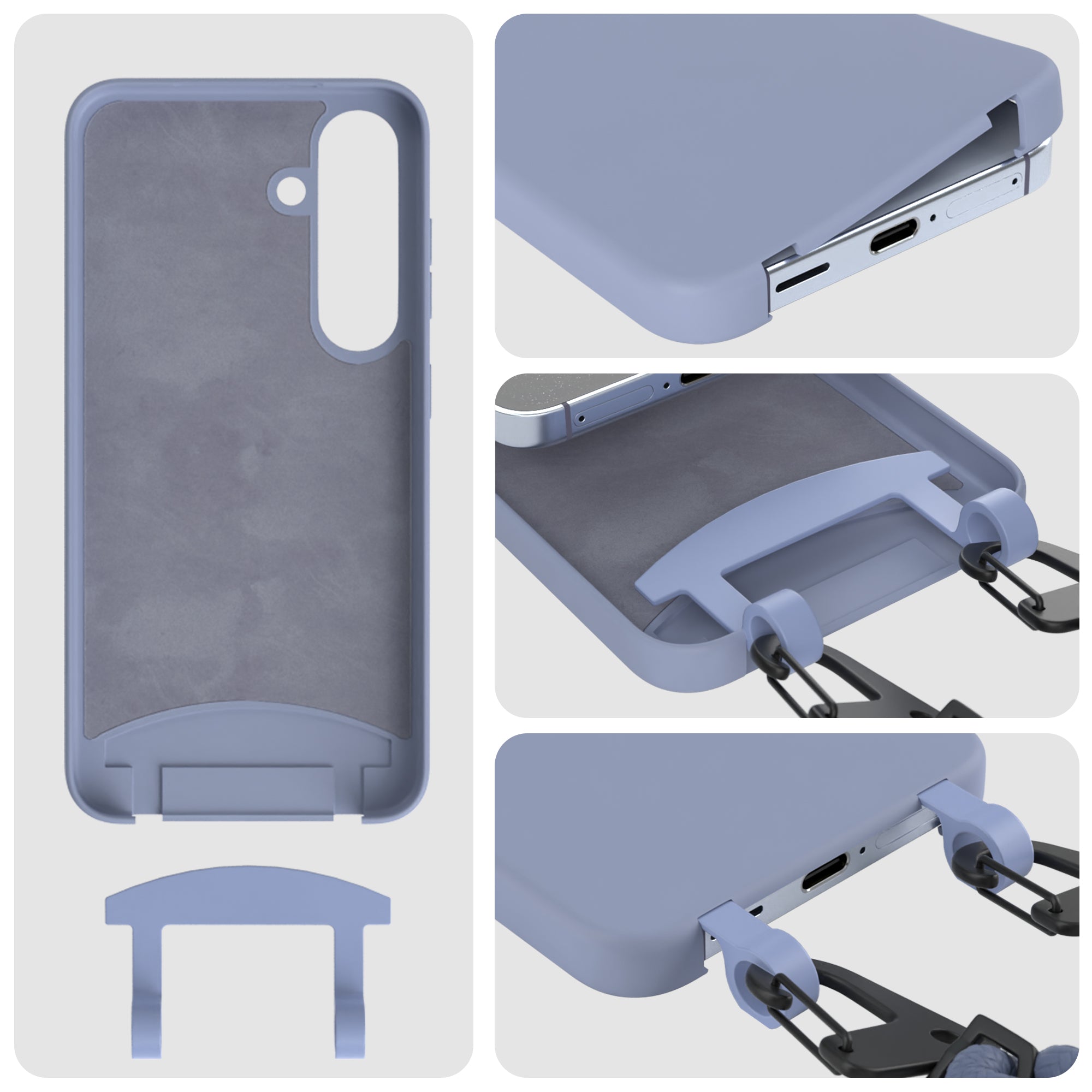 Galaxy S24 2in1 Hülle + Kordel mit Karabinern