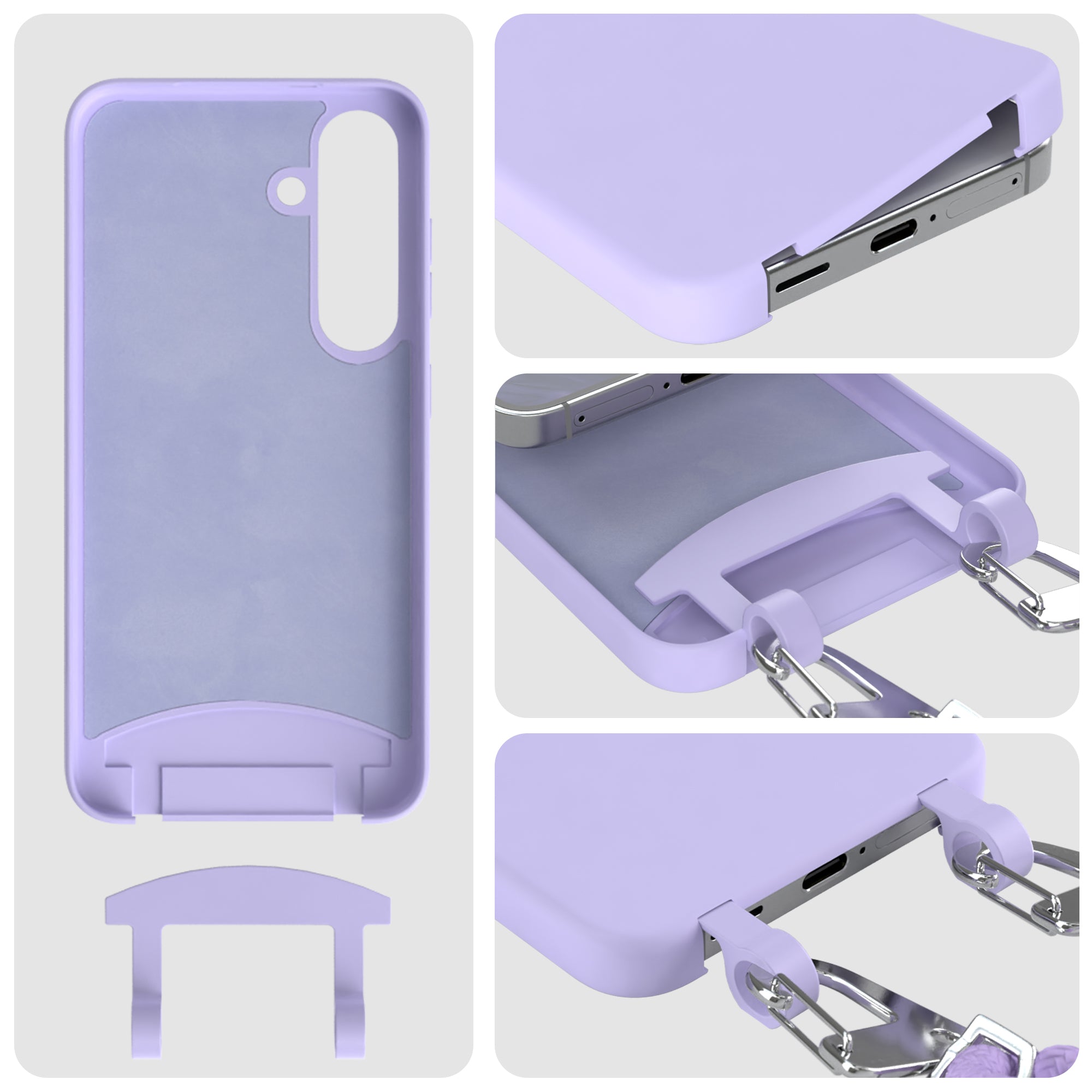 Galaxy S24 2in1 Hülle + Kordel mit Karabinern