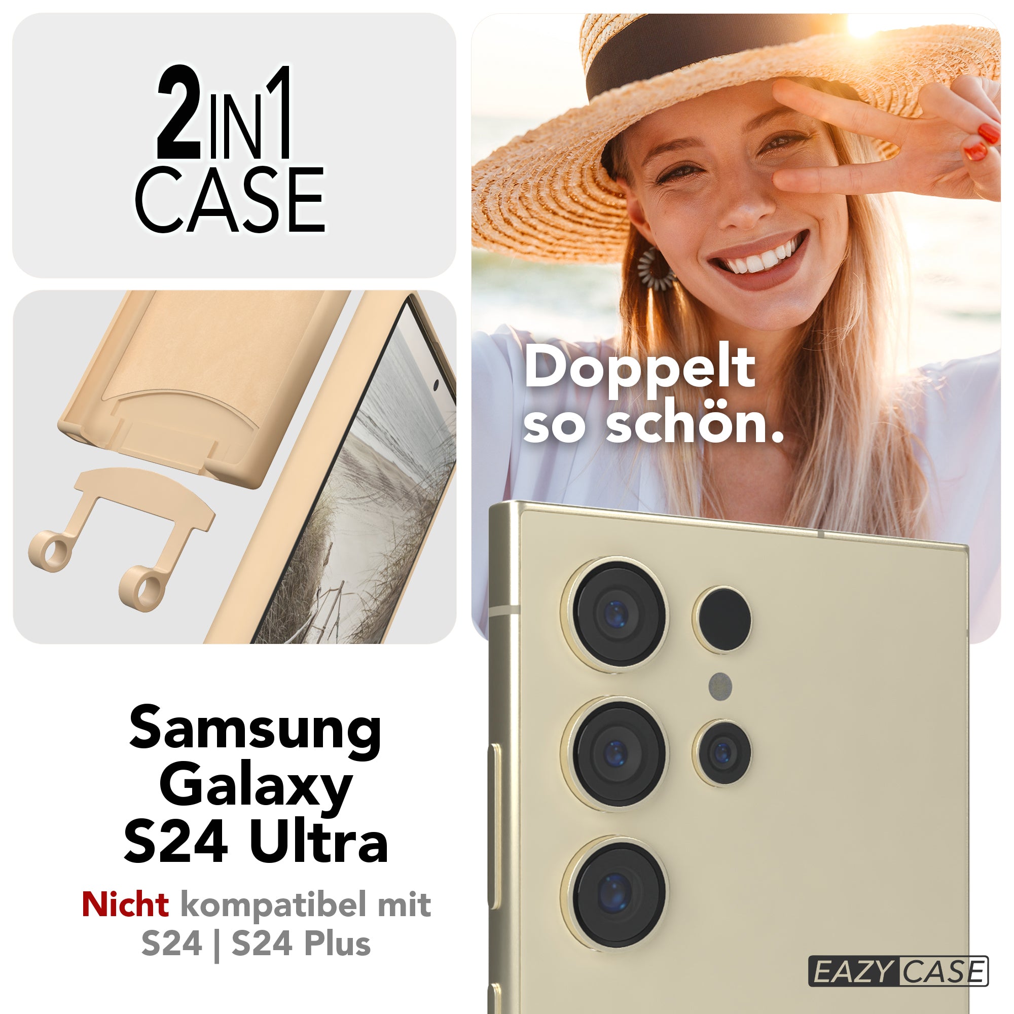Galaxy S24 Ultra 2in1 Hülle + Kordel mit Karabinern