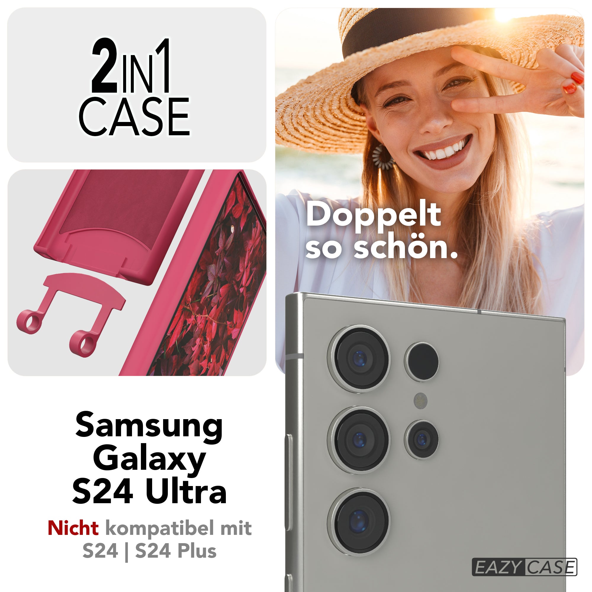 Galaxy S24 Ultra 2in1 Hülle + Kordel mit Karabinern