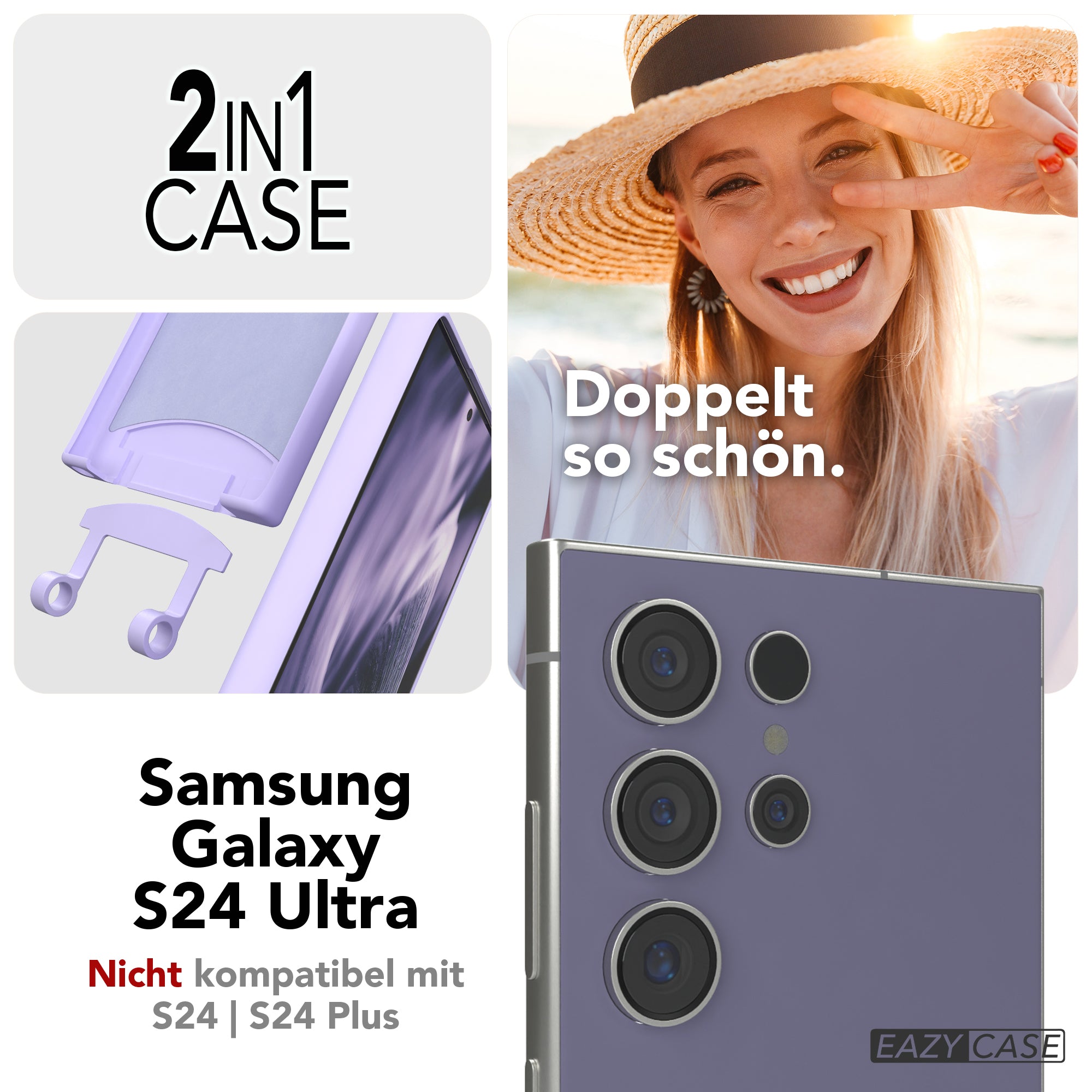 Galaxy S24 Ultra 2in1 Hülle + Kordel mit Karabinern