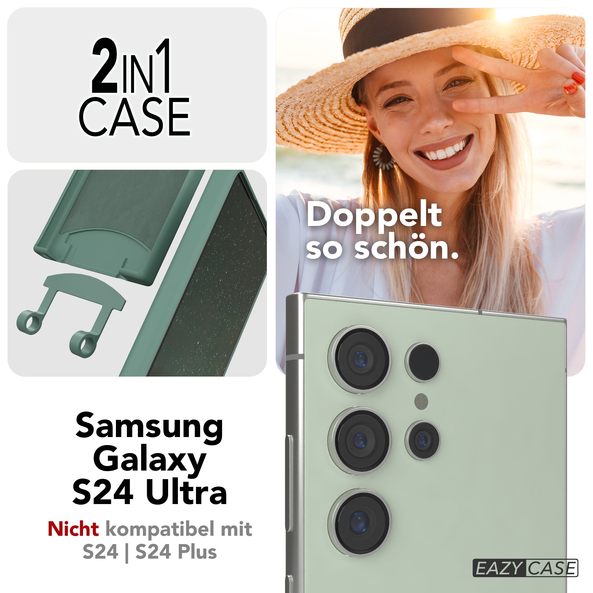 Galaxy S24 Ultra 2in1 Hülle + Kordel mit Karabinern