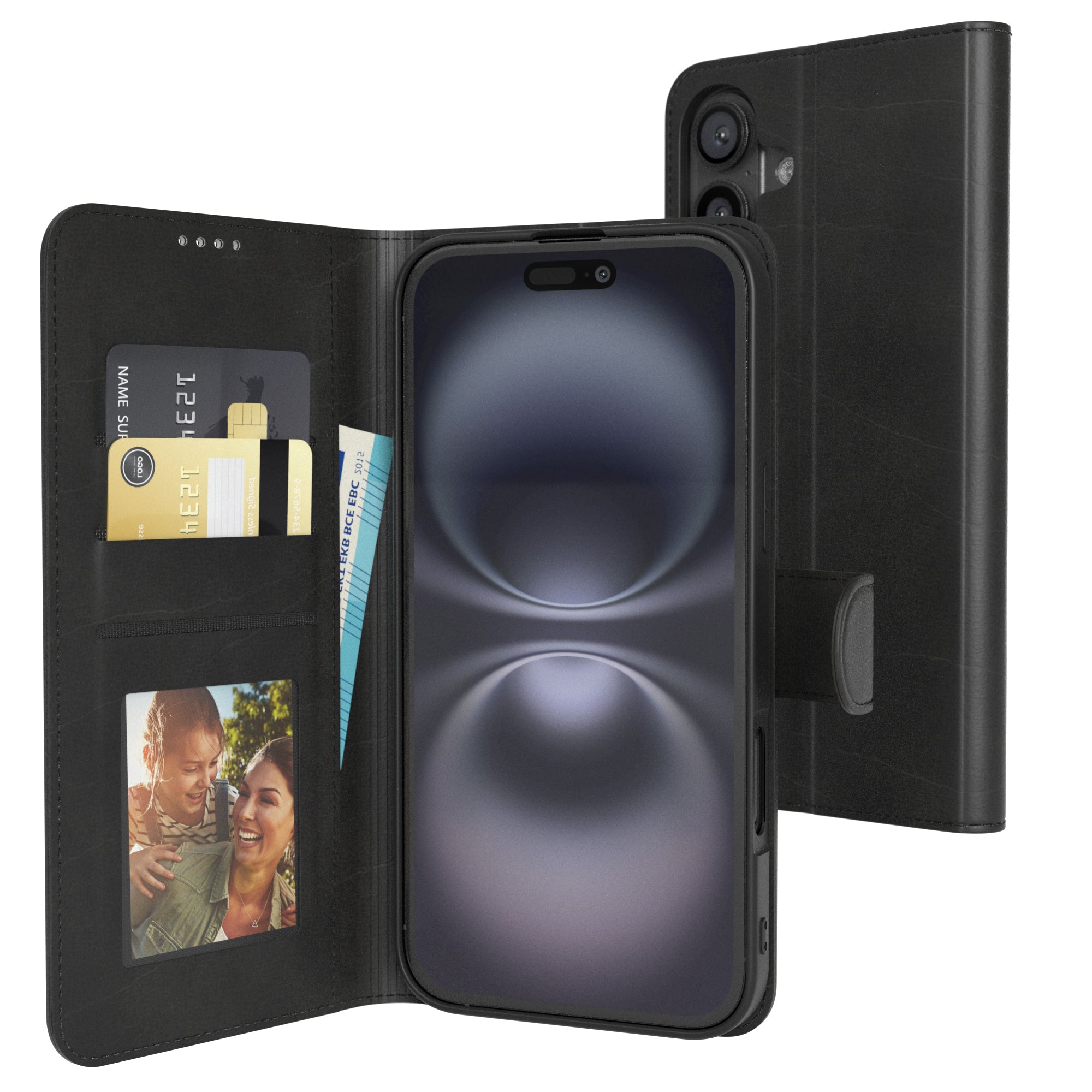 iPhone 16 Plus Klapphülle aus Kunstleder