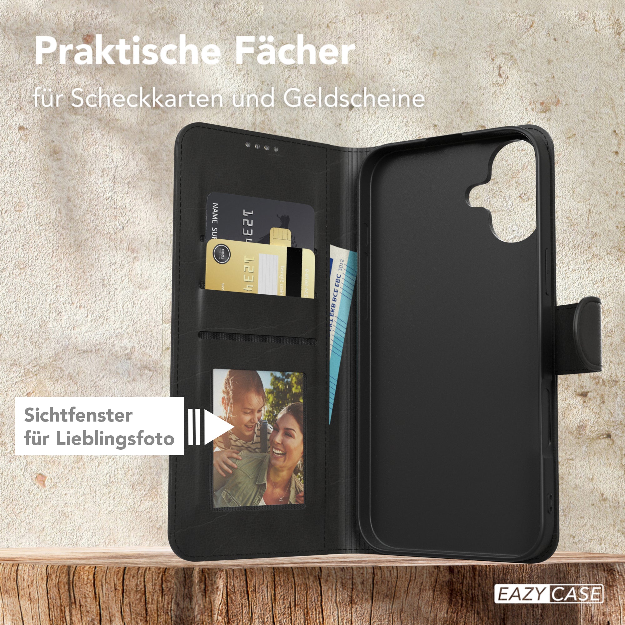 iPhone 16 Plus Klapphülle aus Kunstleder