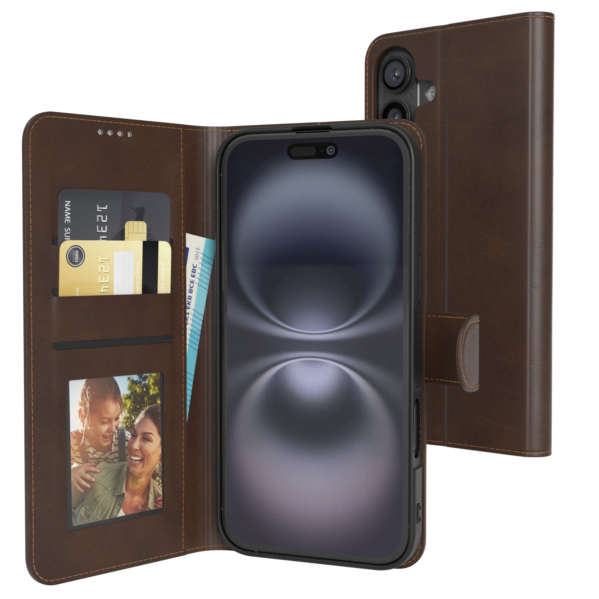 iPhone 16 Plus Klapphülle aus Kunstleder