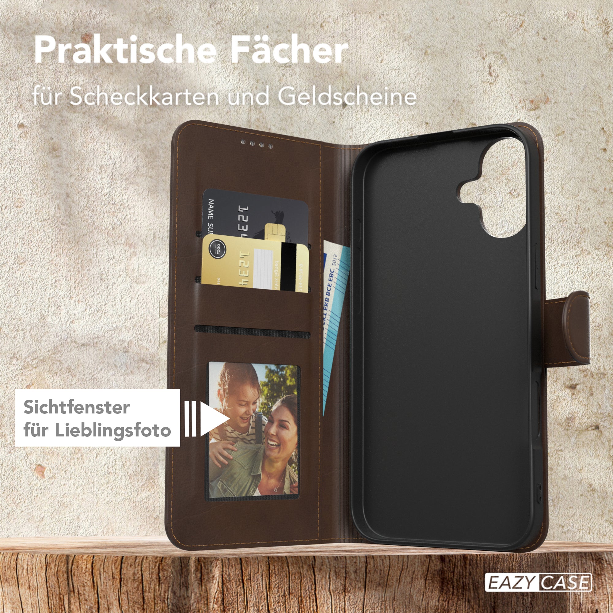iPhone 16 Plus Klapphülle aus Kunstleder