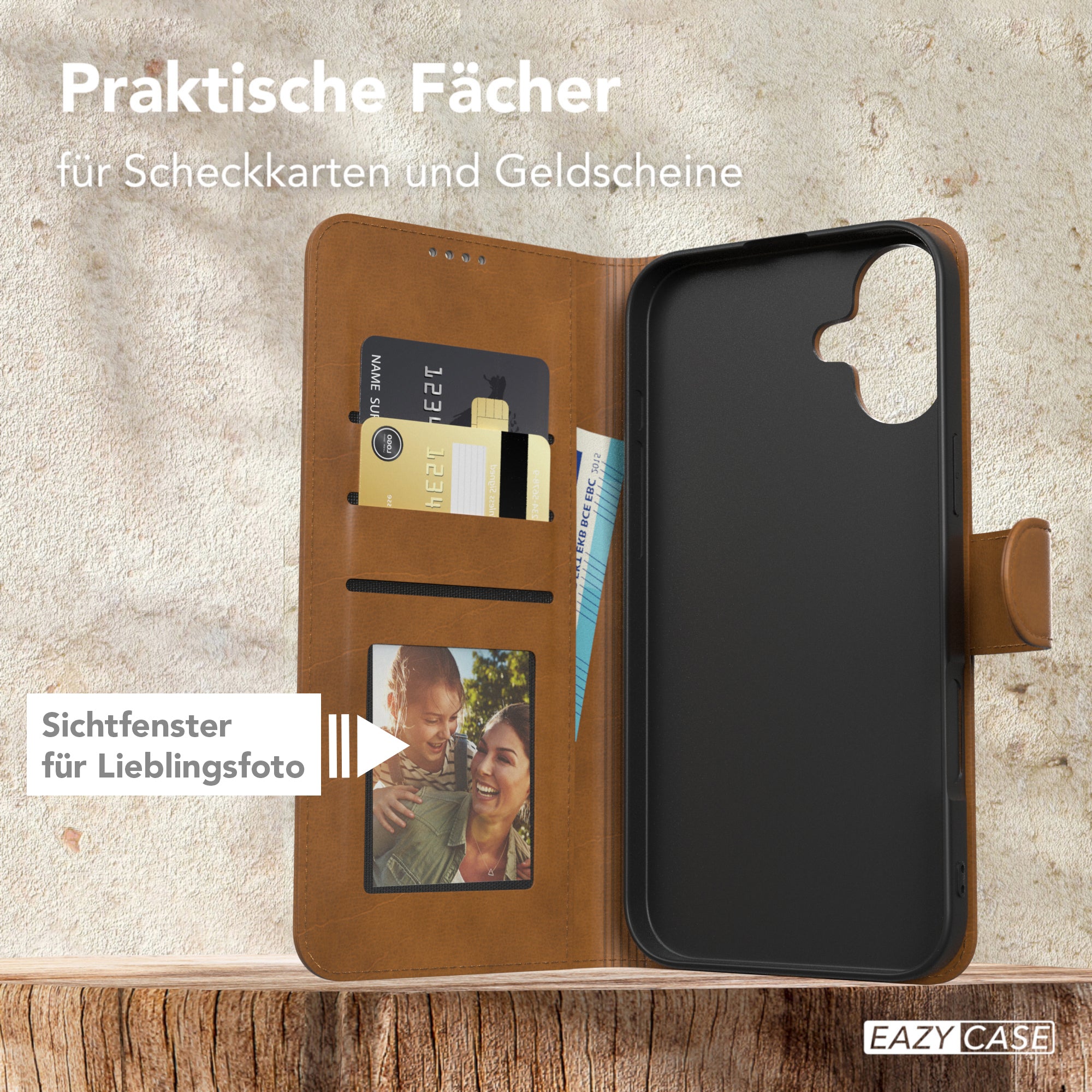 iPhone 16 Plus Klapphülle aus Kunstleder