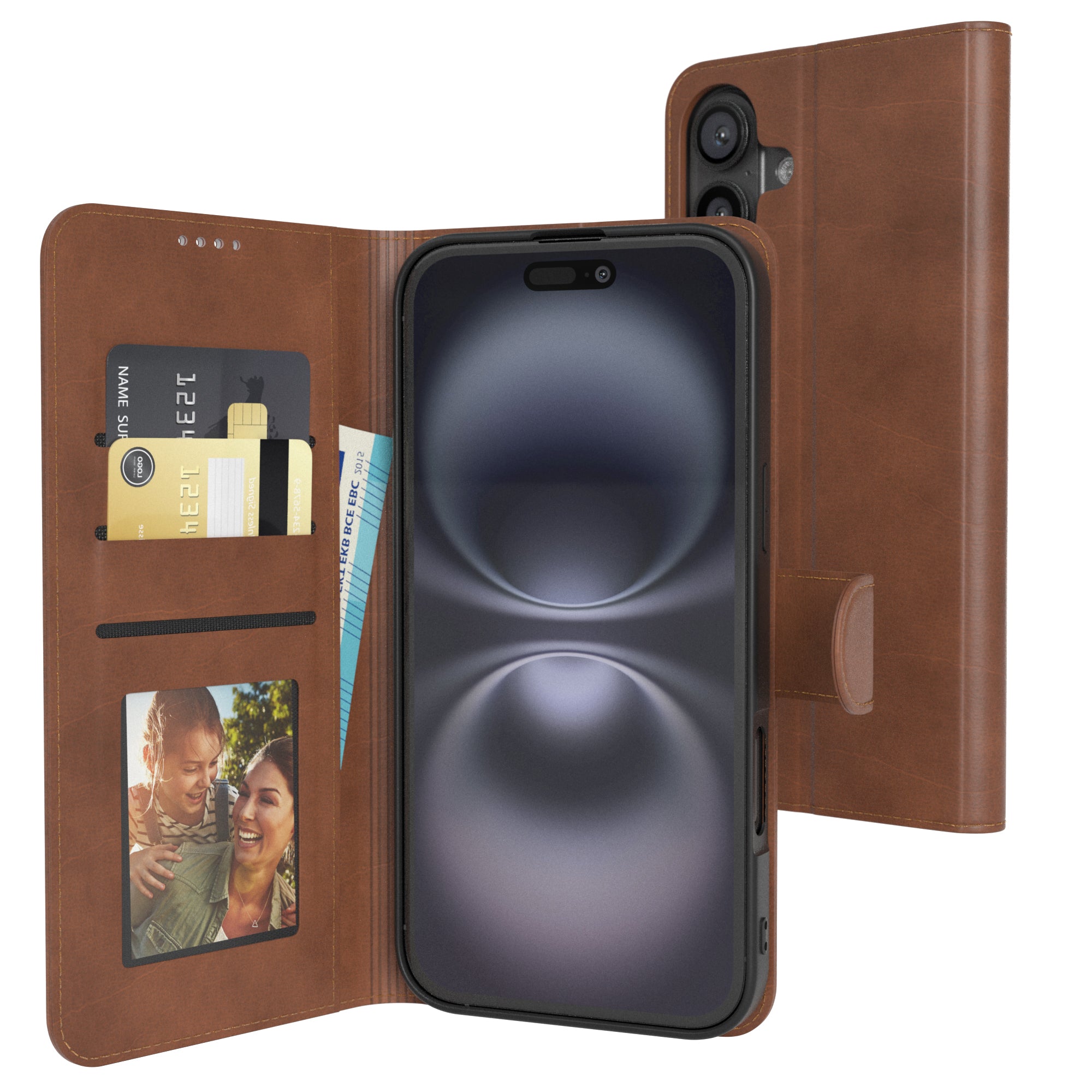iPhone 16 Plus Klapphülle aus Kunstleder