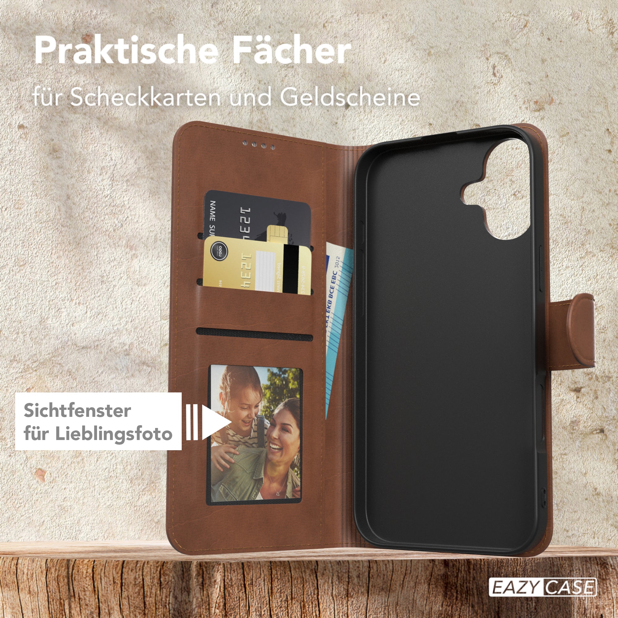 iPhone 16 Plus Klapphülle aus Kunstleder