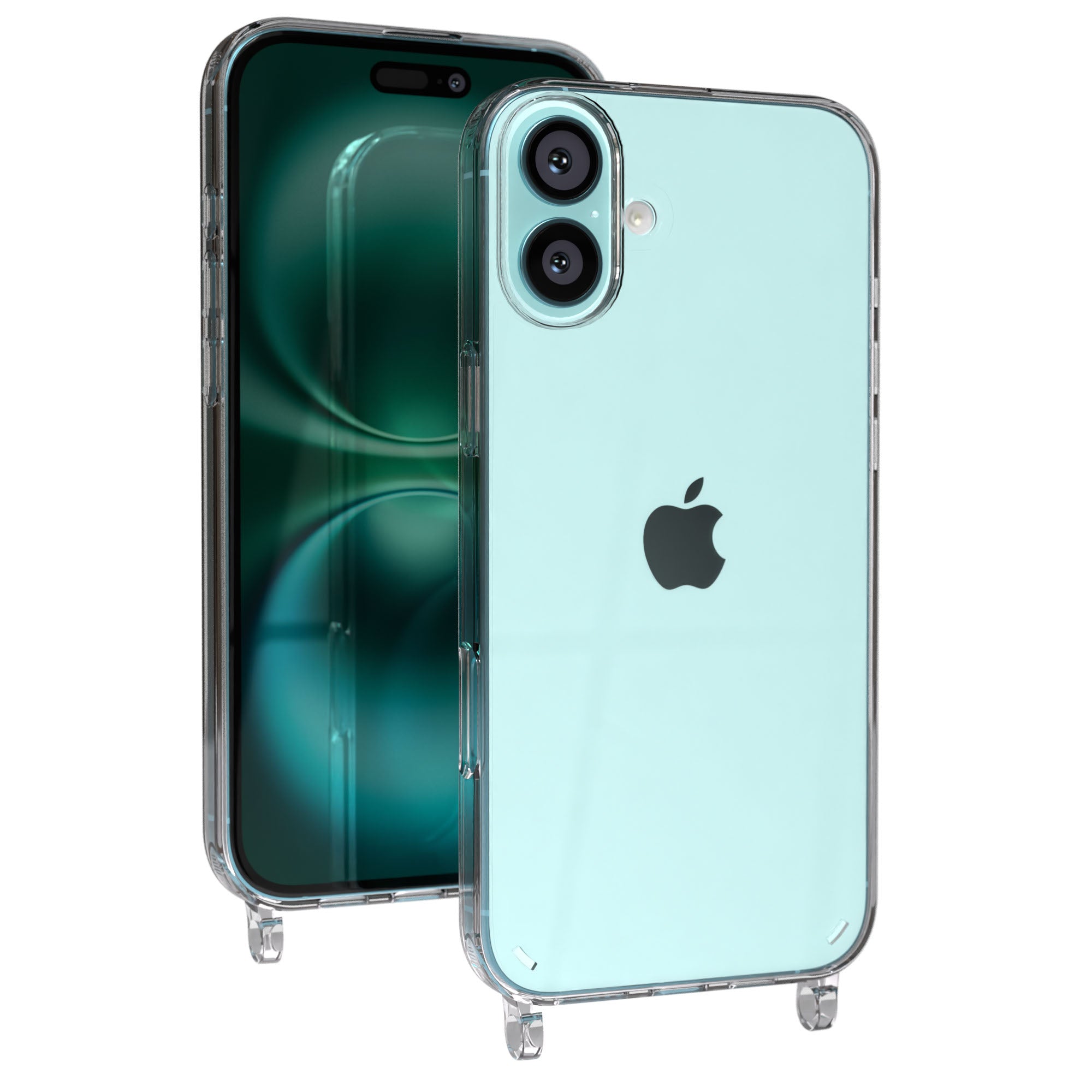iPhone 16 Plus transparente Schutzhülle mit Befestigungsösen für Handyketten