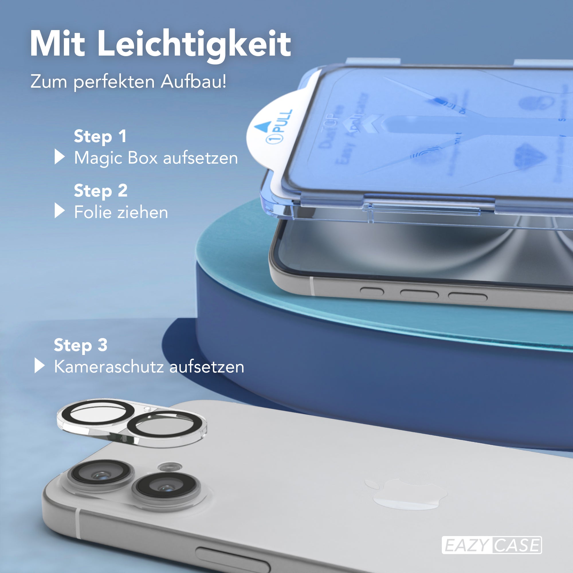 iPhone 16 Plus 2er Set Glasfolie + Installationsrahmen