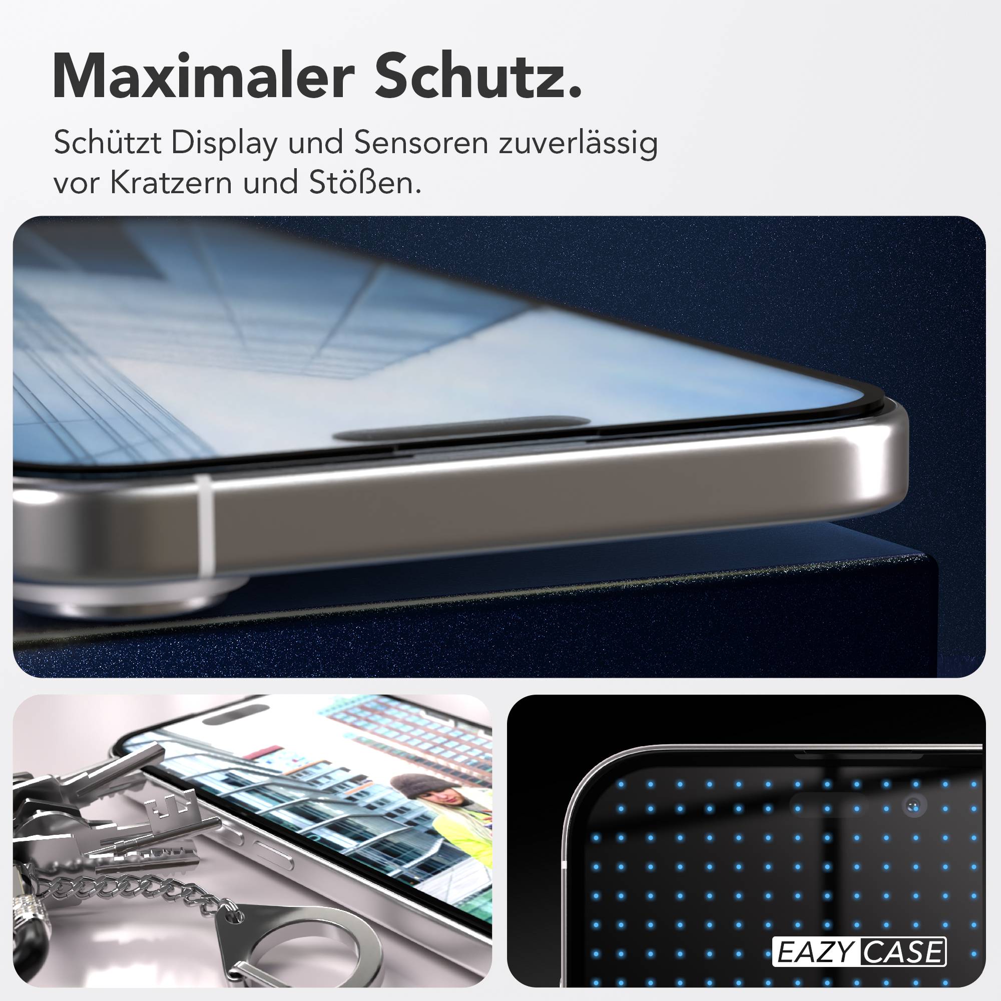 iPhone 16 Plus Schutzfolie Set mit Installationsrahmen und Kameraschutz