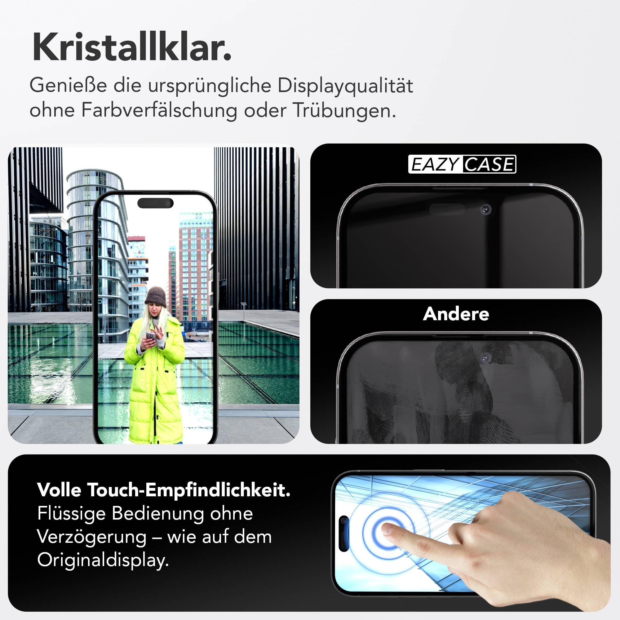 Apple iPhone 16 Pro Schutzfolie Set mit Installationsrahmen und Kameraschutz