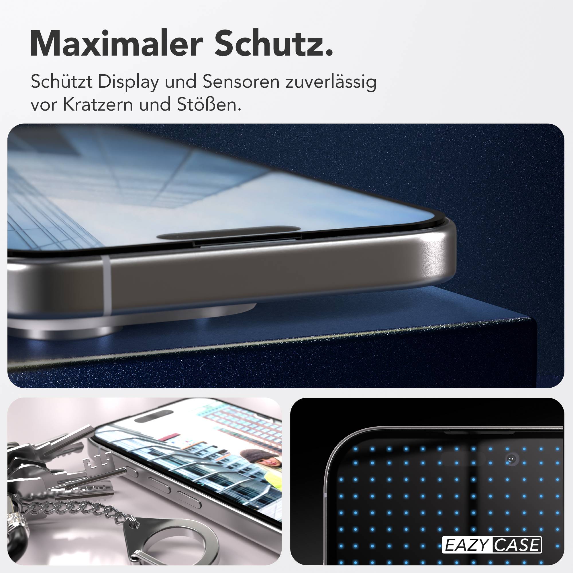 Apple iPhone 16 Pro Schutzfolie Set mit Installationsrahmen und Kameraschutz