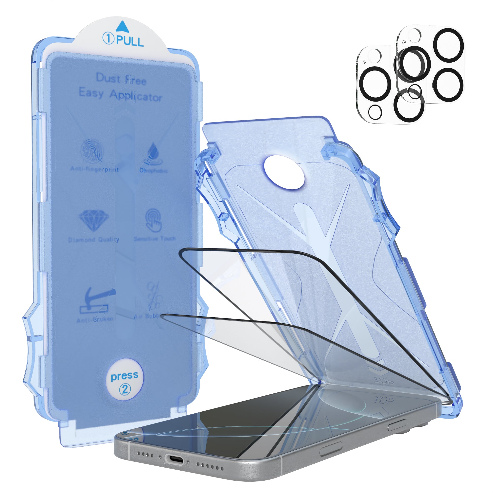 iPhone 16 2er Set Glasfolie + Installationsrahmen